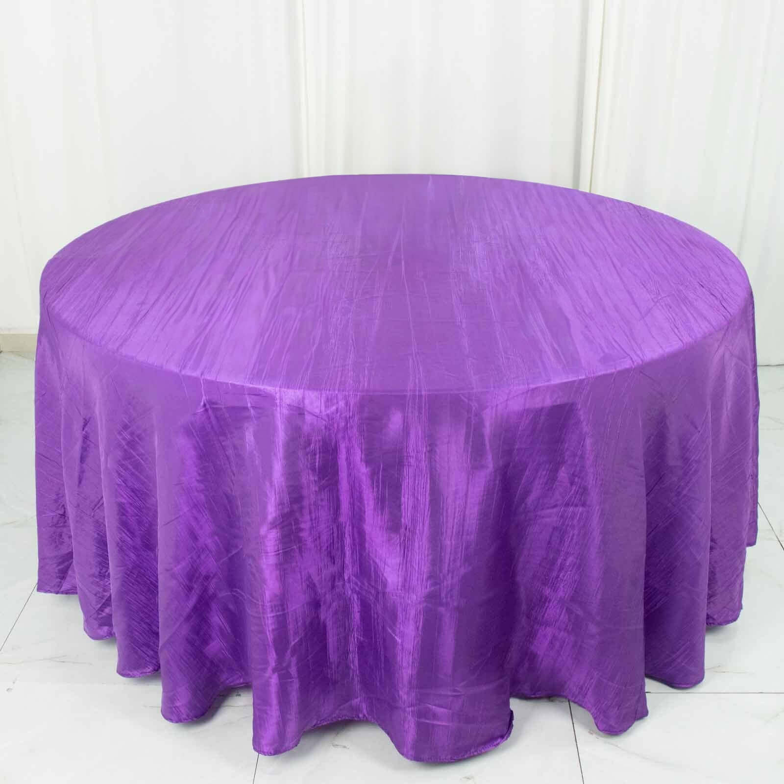Premium Purple Seamless Accordion Crinkle Taffeta 120 Round Tablecloth for Weddings & Events