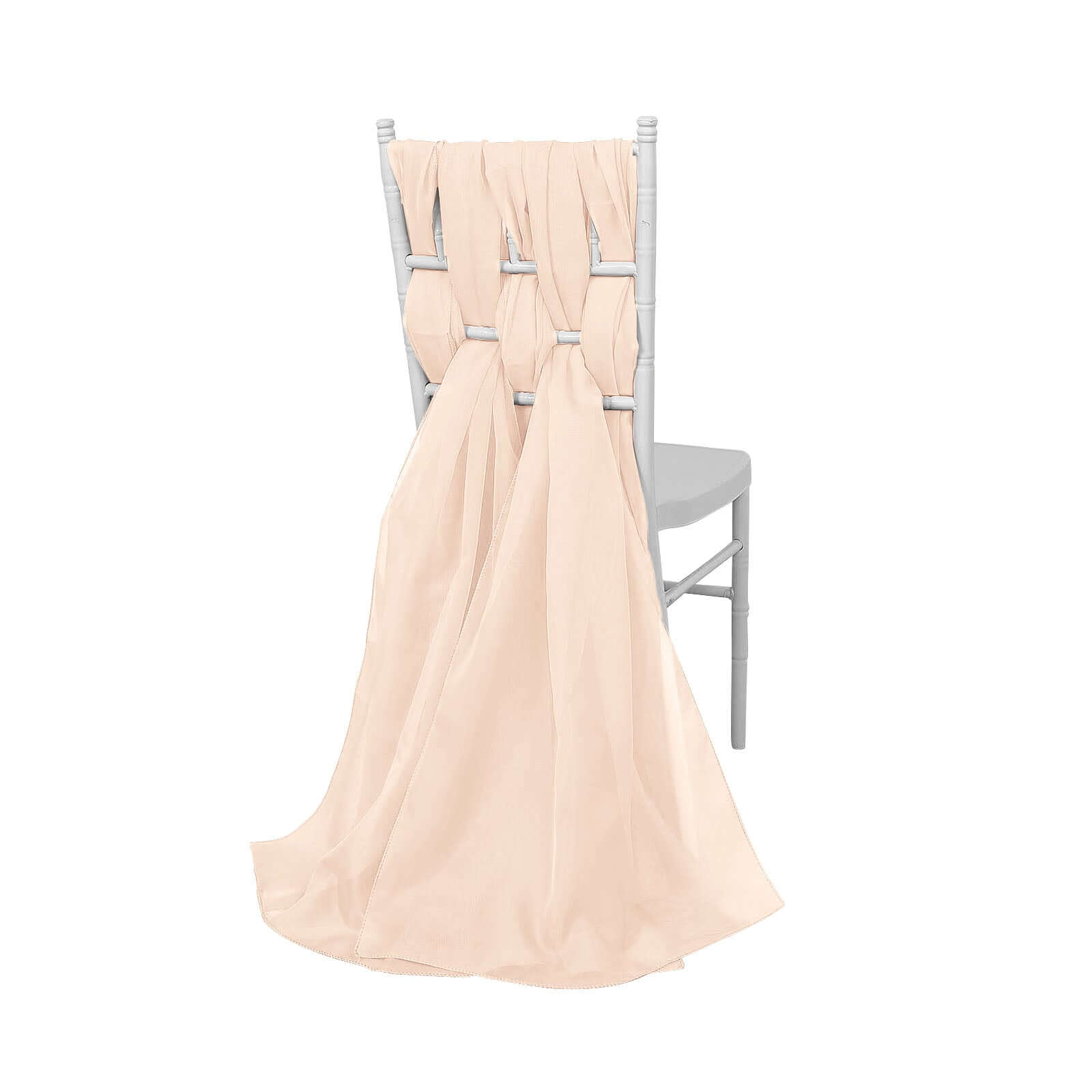 Get 5-Pack Premium Nude Chiffon Chair Sashes - Soft, Lightweight Designer Bows 22x78