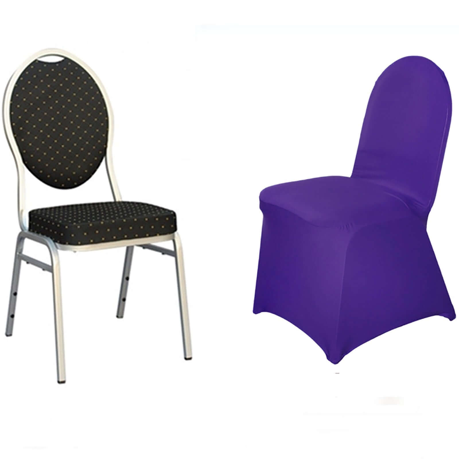 Purple Spandex Stretch Slip-On Chair Cover for Banquet Chairs - 160GSM Premium Fabric