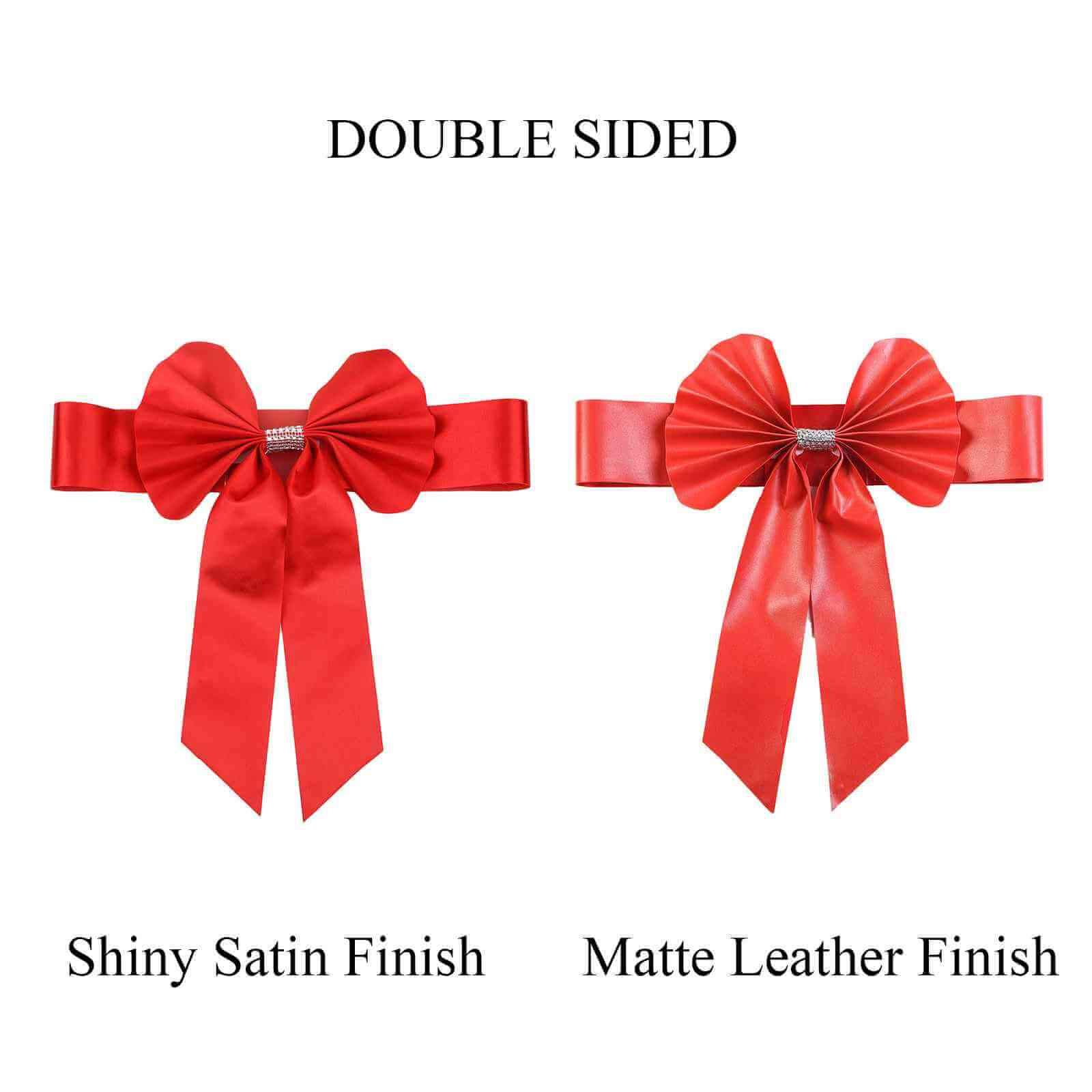 Hot Sale! 5-Pack Red Satin Faux Leather Chair Sashes with Diamond Rhinestone Buckles