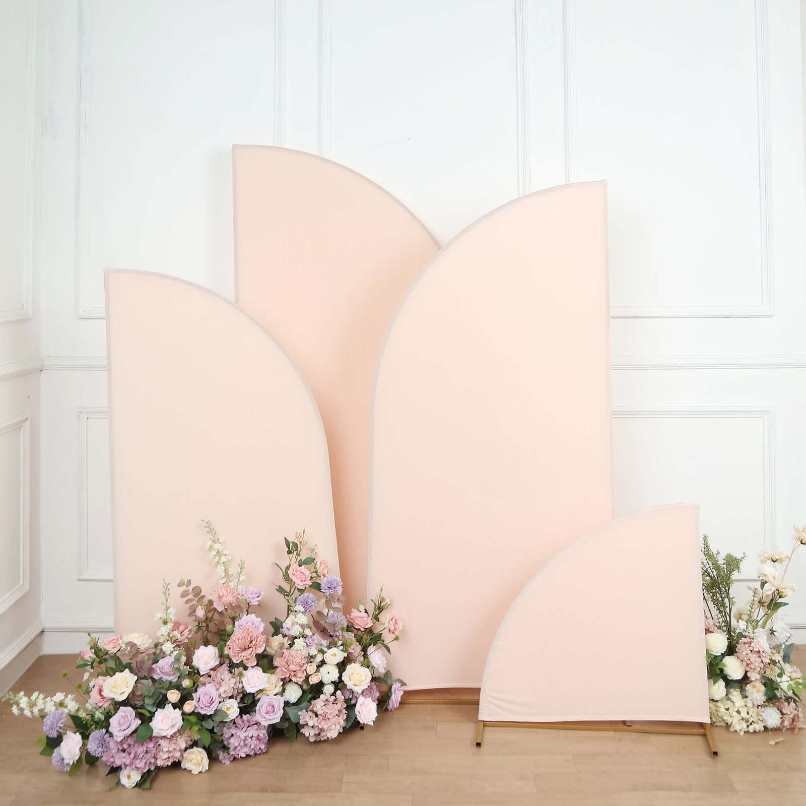 Hot Deal! Custom Fitted Set of 4 Matte Blush Spandex Half Moon Wedding Arch Covers in 4 Sizes