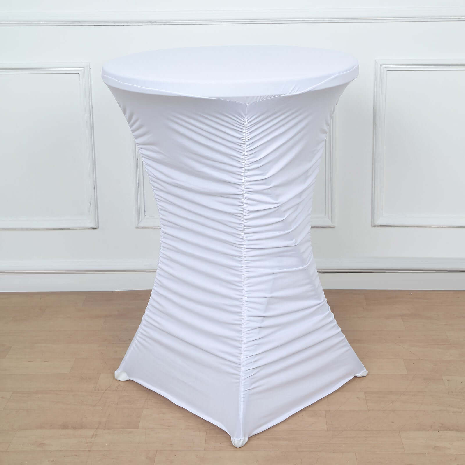White Ruched Pleated Heavy - Duty Spandex Stretch Cover for 32
