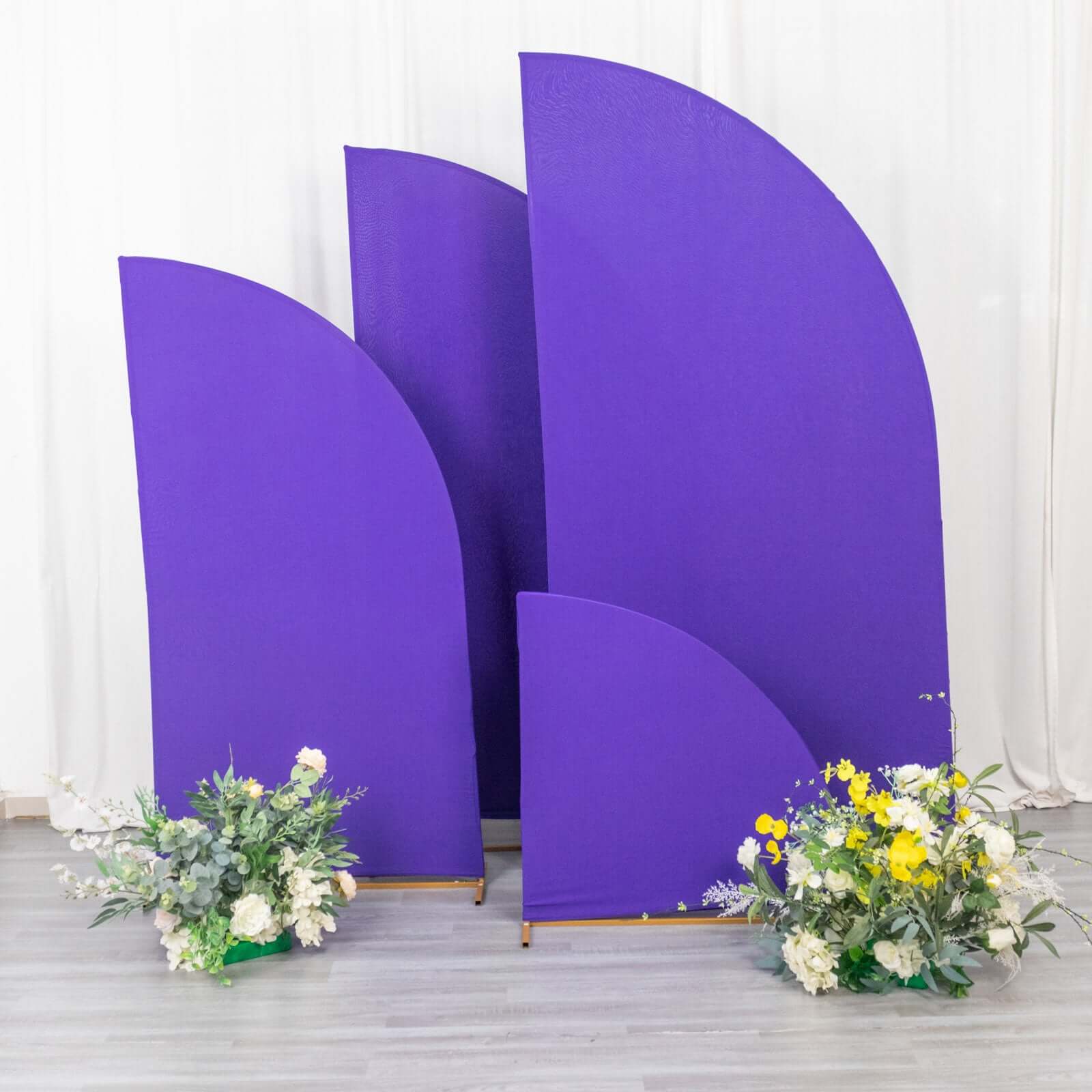 Hot Sale! Set of 4 Custom-Fitted Matte Purple Spandex Half Moon Wedding Arch Backdrop Covers in 4 Sizes