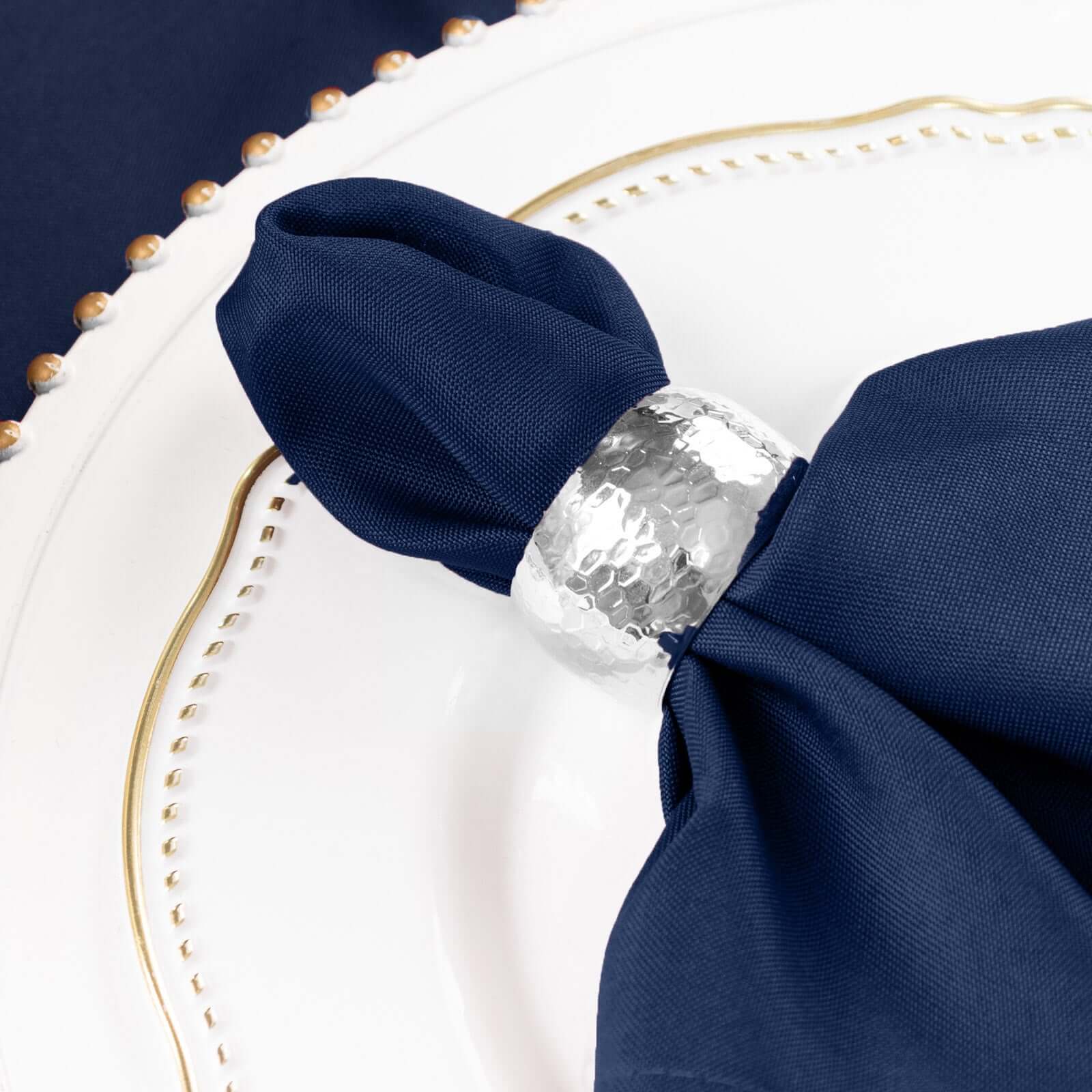 Navy Blue 17x17 Polyester Dinner Napkins - 5 Pack, Durable & Wrinkle-Free