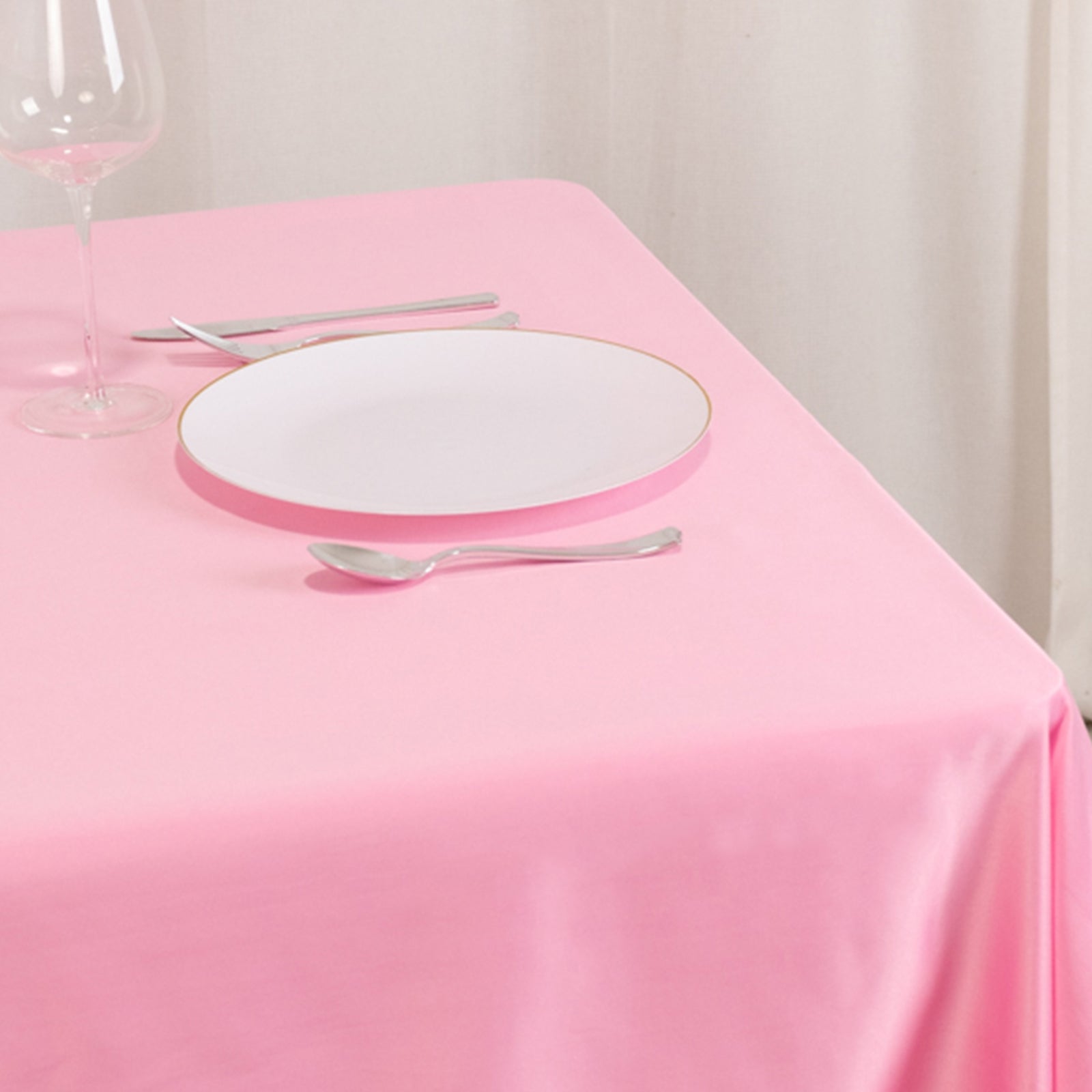 Pink Lamour Satin 54x54 Square Table Overlay - Durable Silk-Like Table Cover