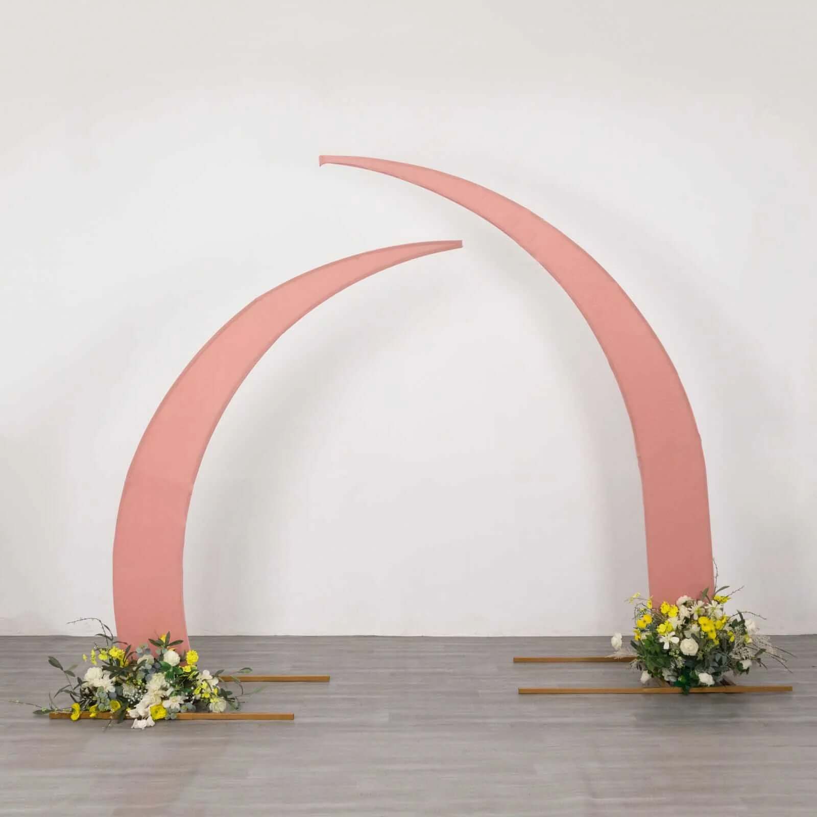 Custom-Fit Set of 2 Dusty Rose Spandex Covers for 6.5ft and 8ft Wedding Arch Stands