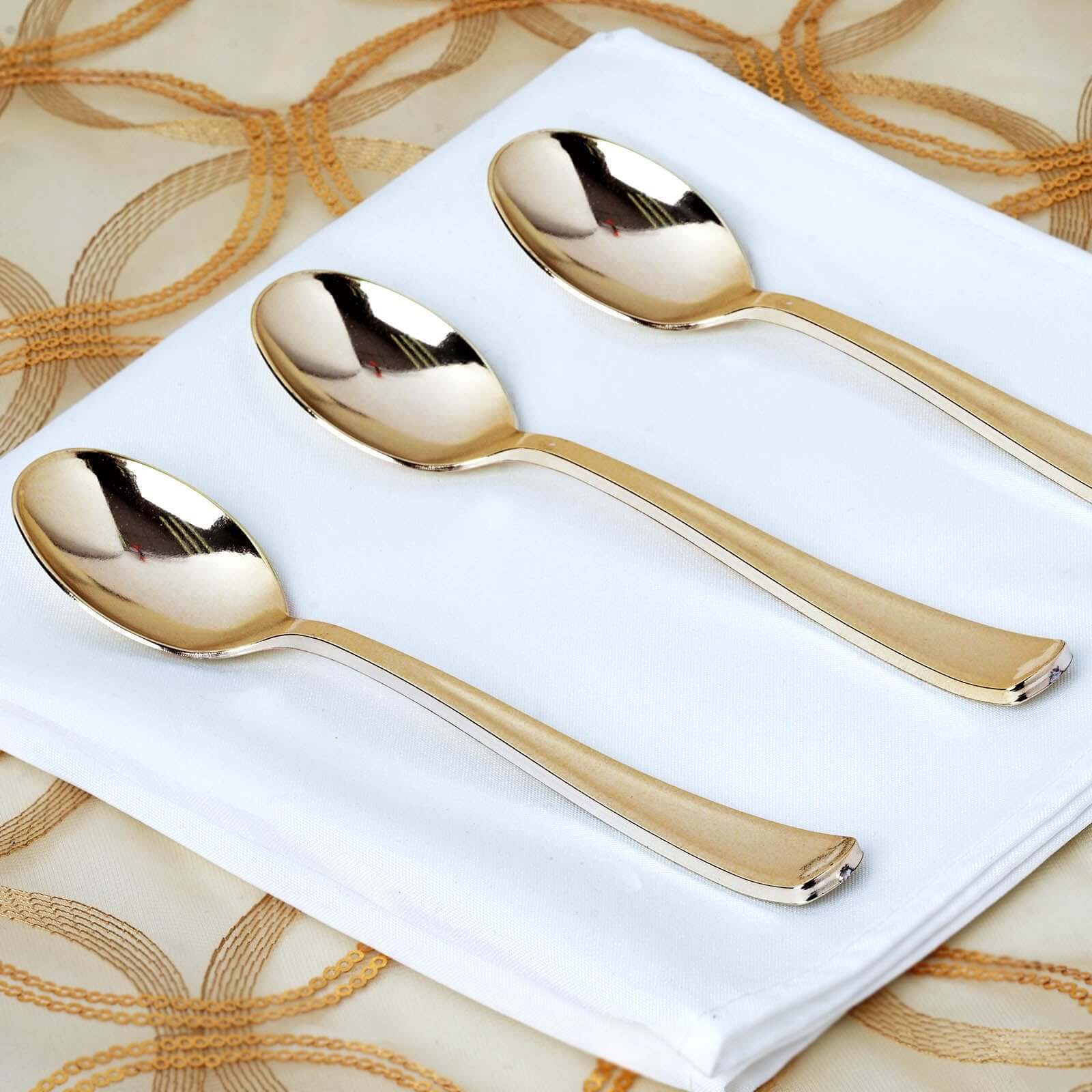 Premium 25-Pack Metallic Gold 7-Inch Plastic Spoons - Heavy Duty Disposable Cutlery for Special Occasions