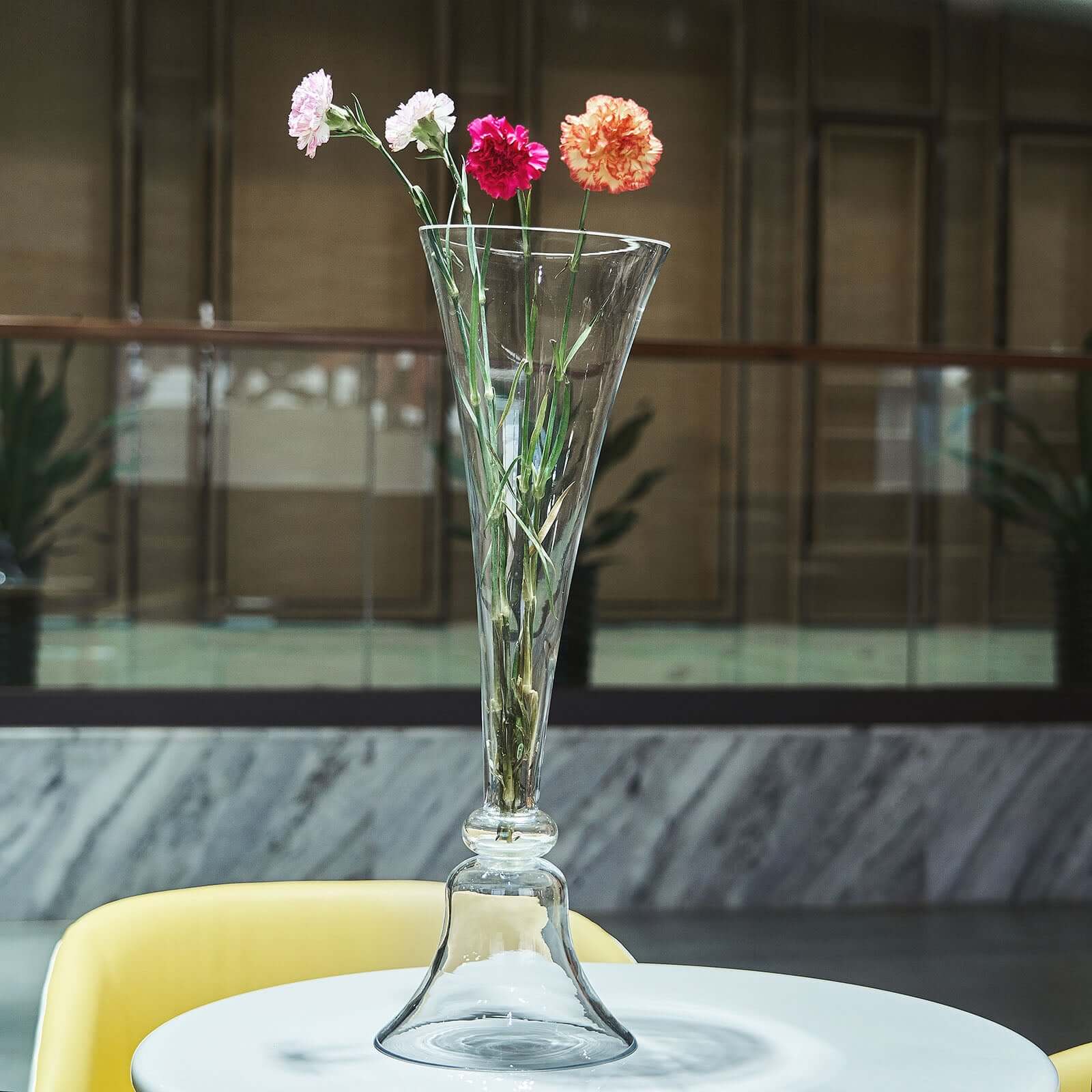 Amazing Set of 2 Clear Glass Trumpet Reversible Vases - 28