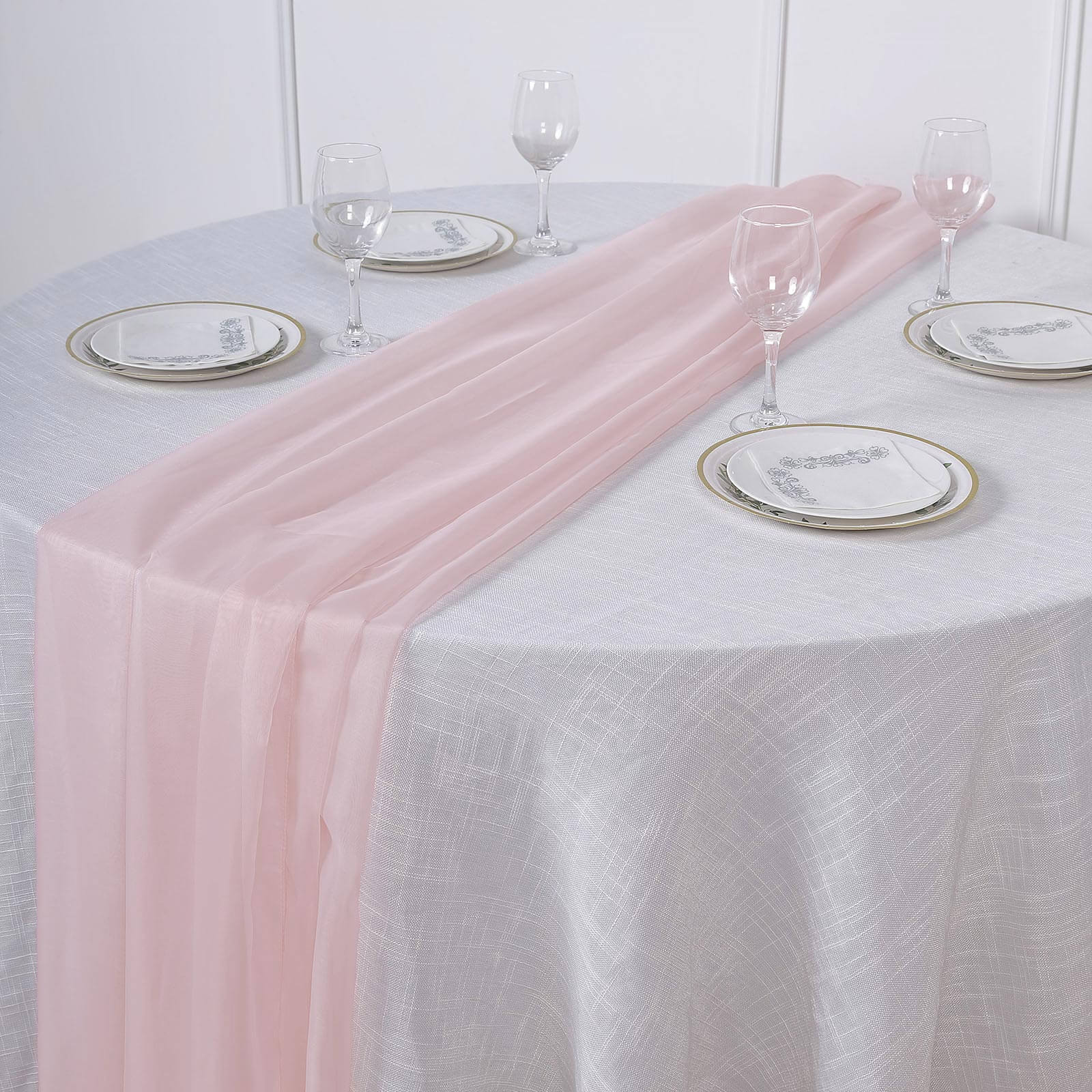 Premium Chiffon 6ft Table Runner Blush - Flowy & Lightweight Table Decor