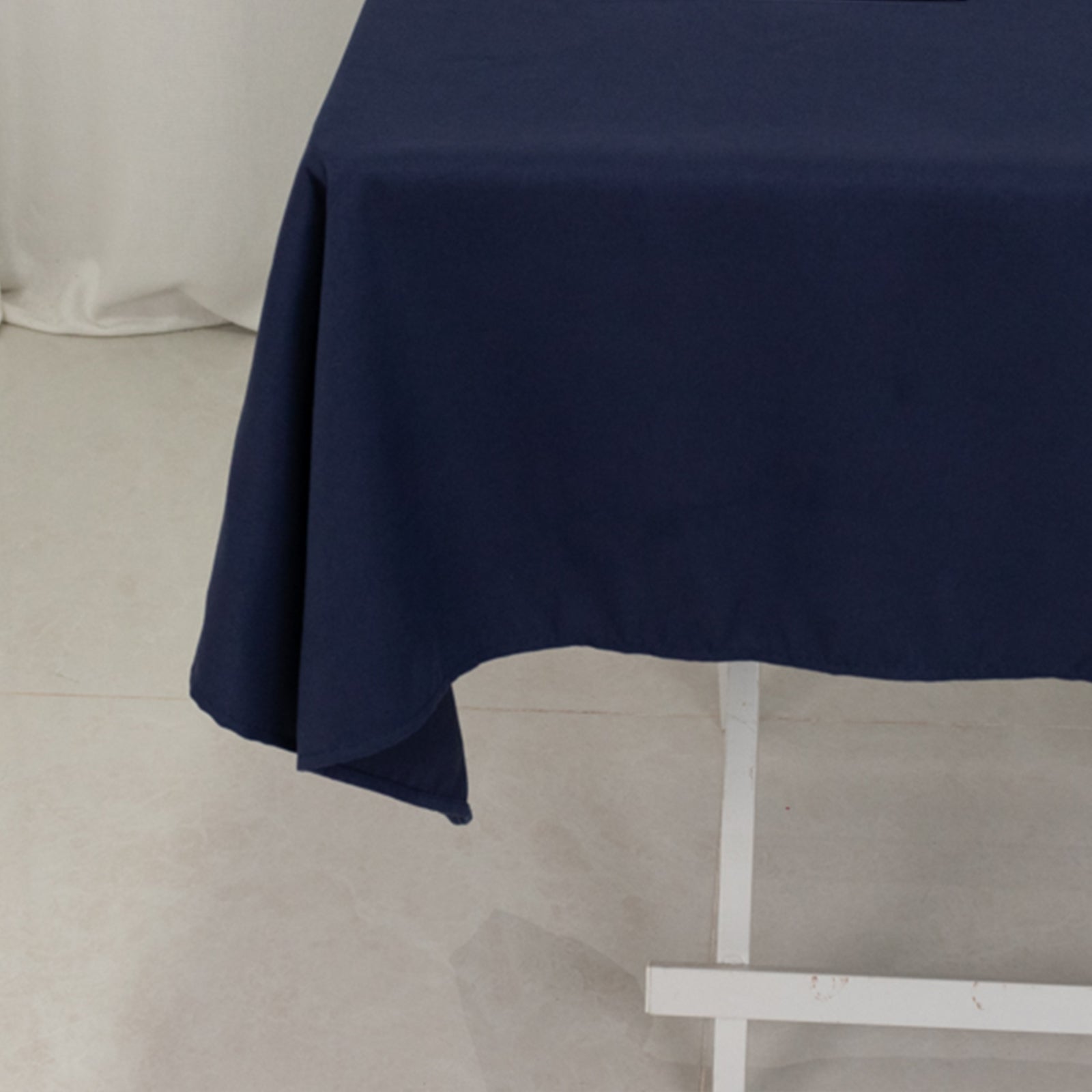 Wrinkle-Resistant Navy Cotton Blend 54x54 Square Table Overlay Table Topper