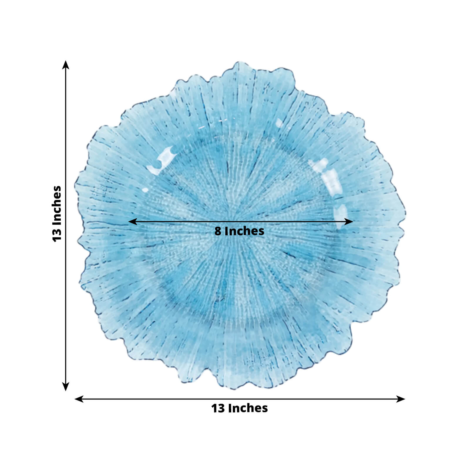Hot Sale! 6-Pack 13-Inch Transparent Dusty Blue Acrylic Round Charger Plates with Reef Design