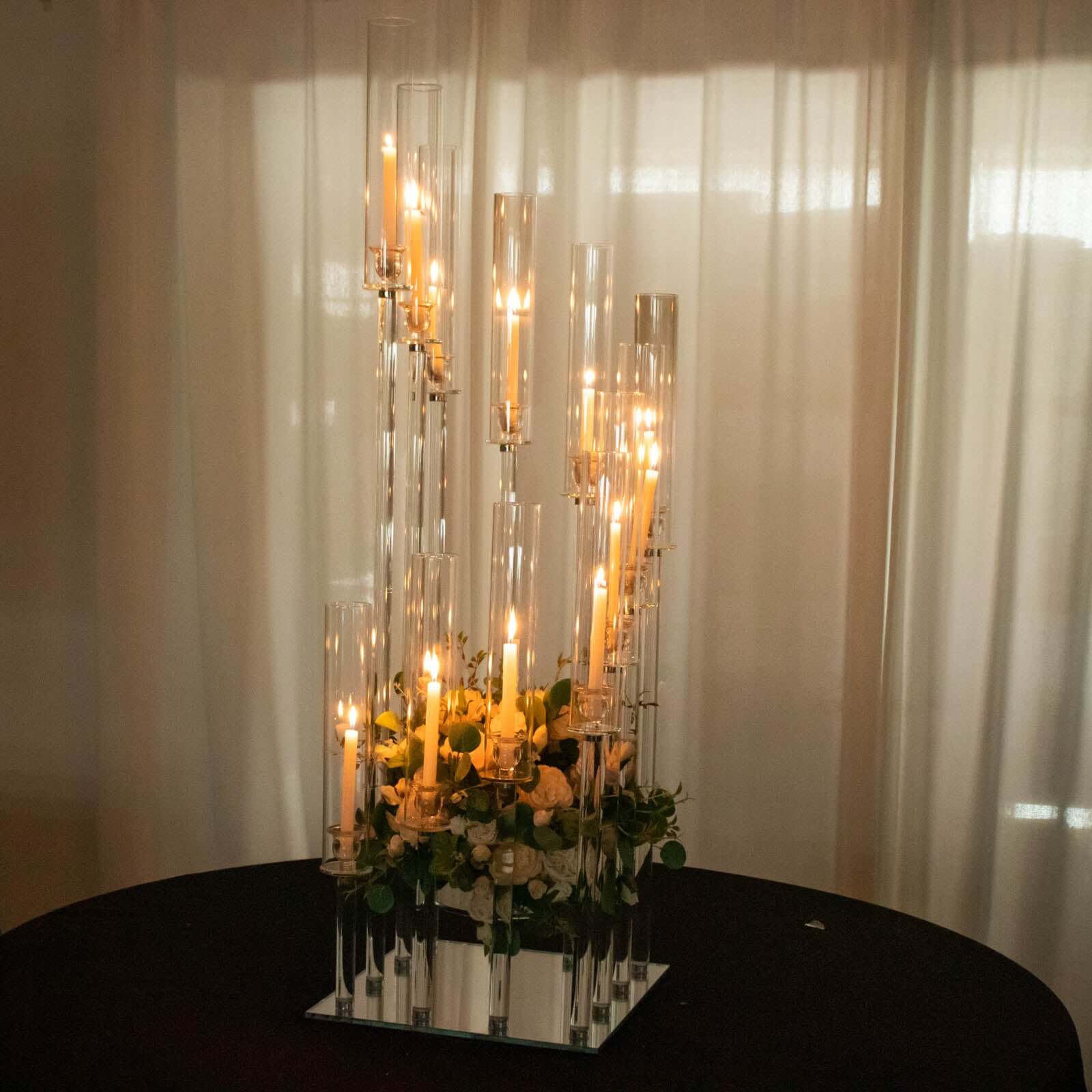 4.5ft Crystal Glass Cluster Candelabra Pedestal Stand - Ideal Table Centerpiece