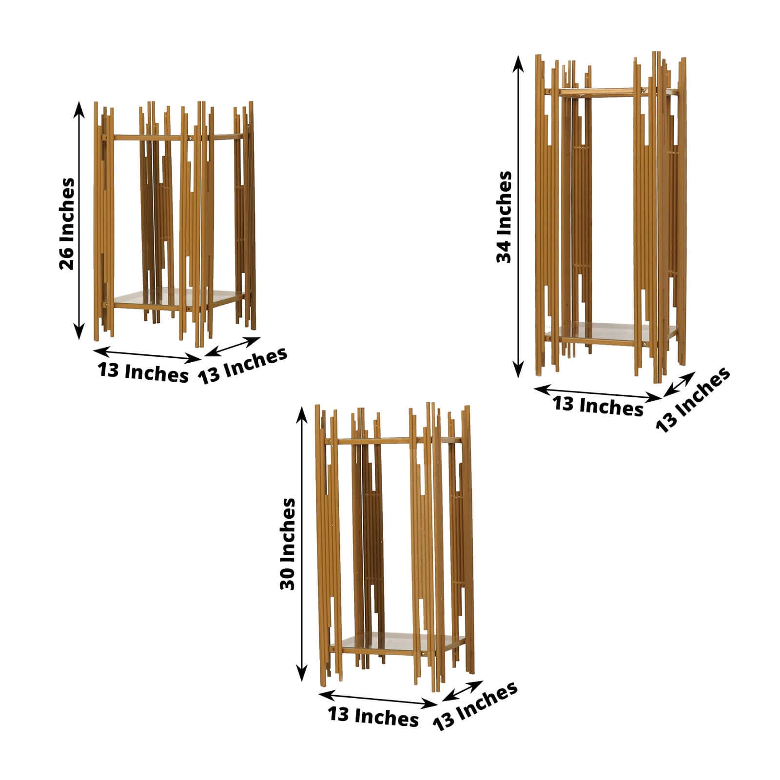 Hot Deal! Set of 3 Gold Metal Wedding Pedestal Stands with Square Acrylic Plates