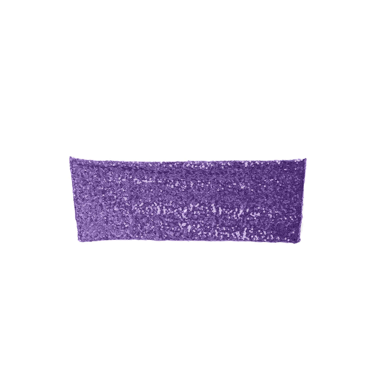 5-Piece Purple Sequin Spandex Stretch Chair Bands, 6x15 Inches
