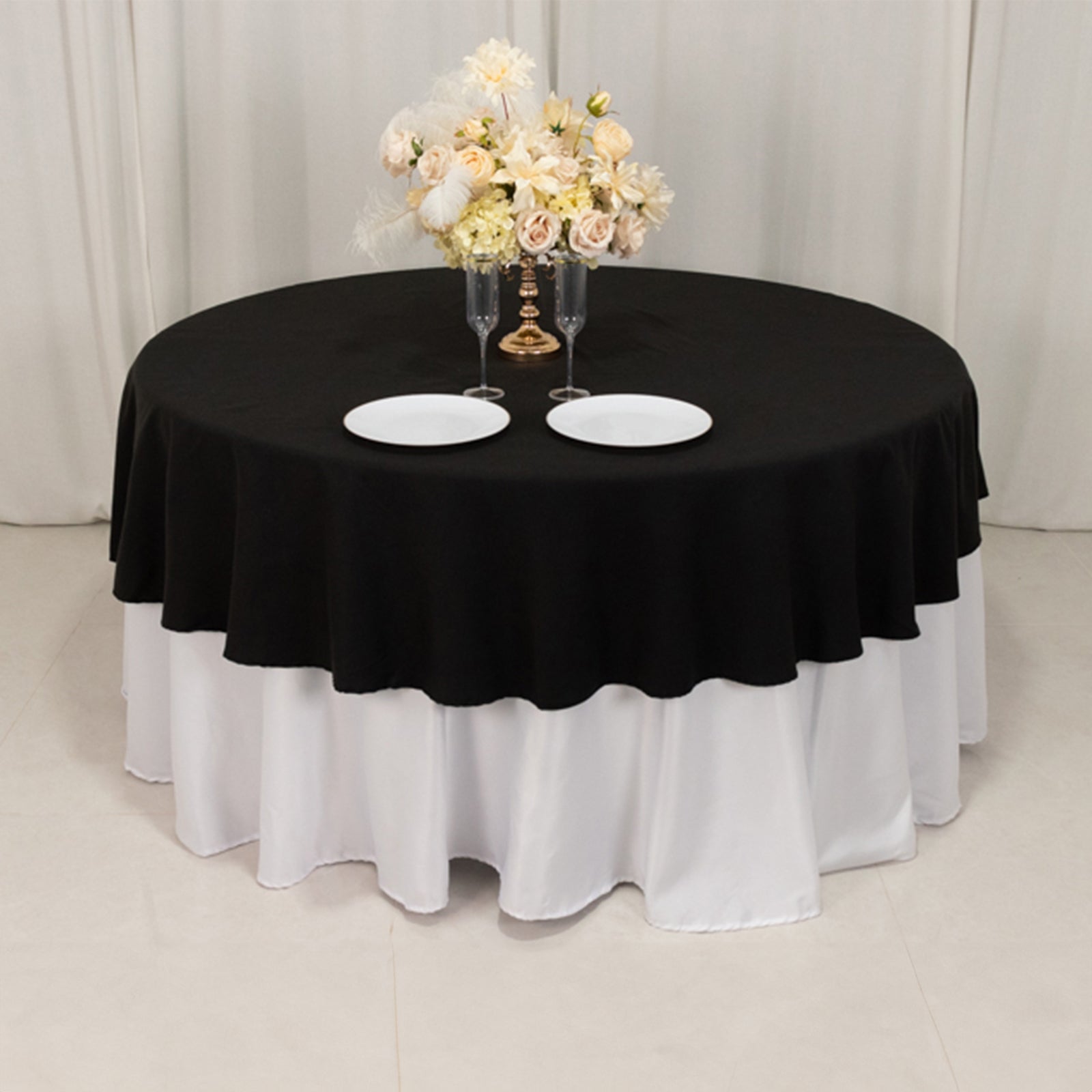 Exclusive 90-Inch Wrinkle-Resistant Black Cotton Blend Round Tablecloth for Events