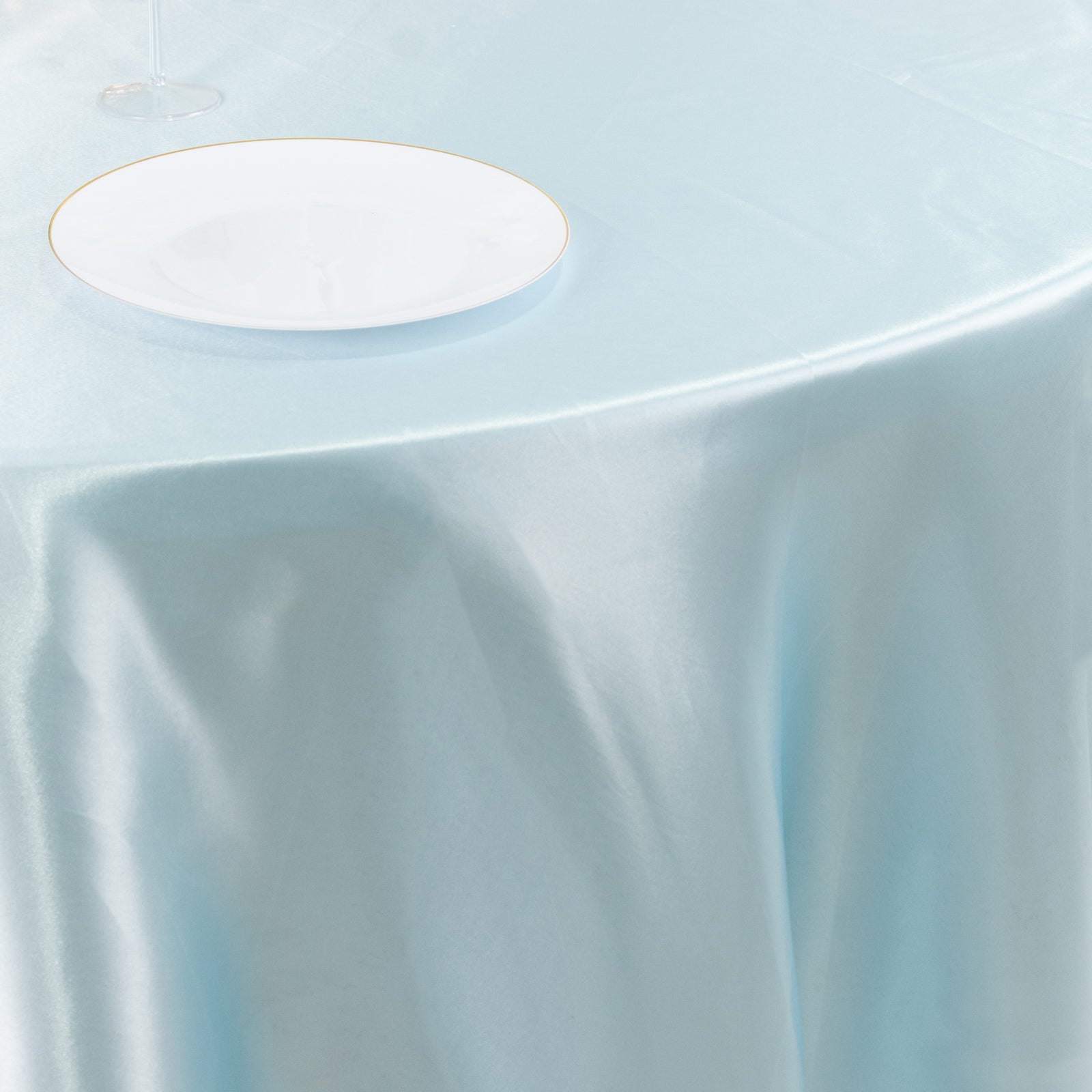 Light Blue Smooth and Lustrous 108-Inch Satin Round Tablecloth