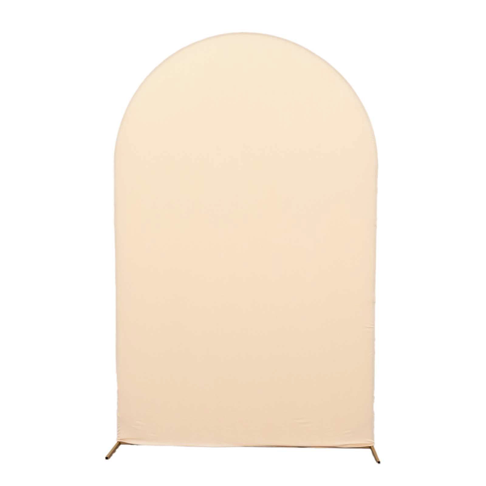 Hot Sale! 8ft Matte Beige Spandex Wedding Arch Cover for Round Top Stand