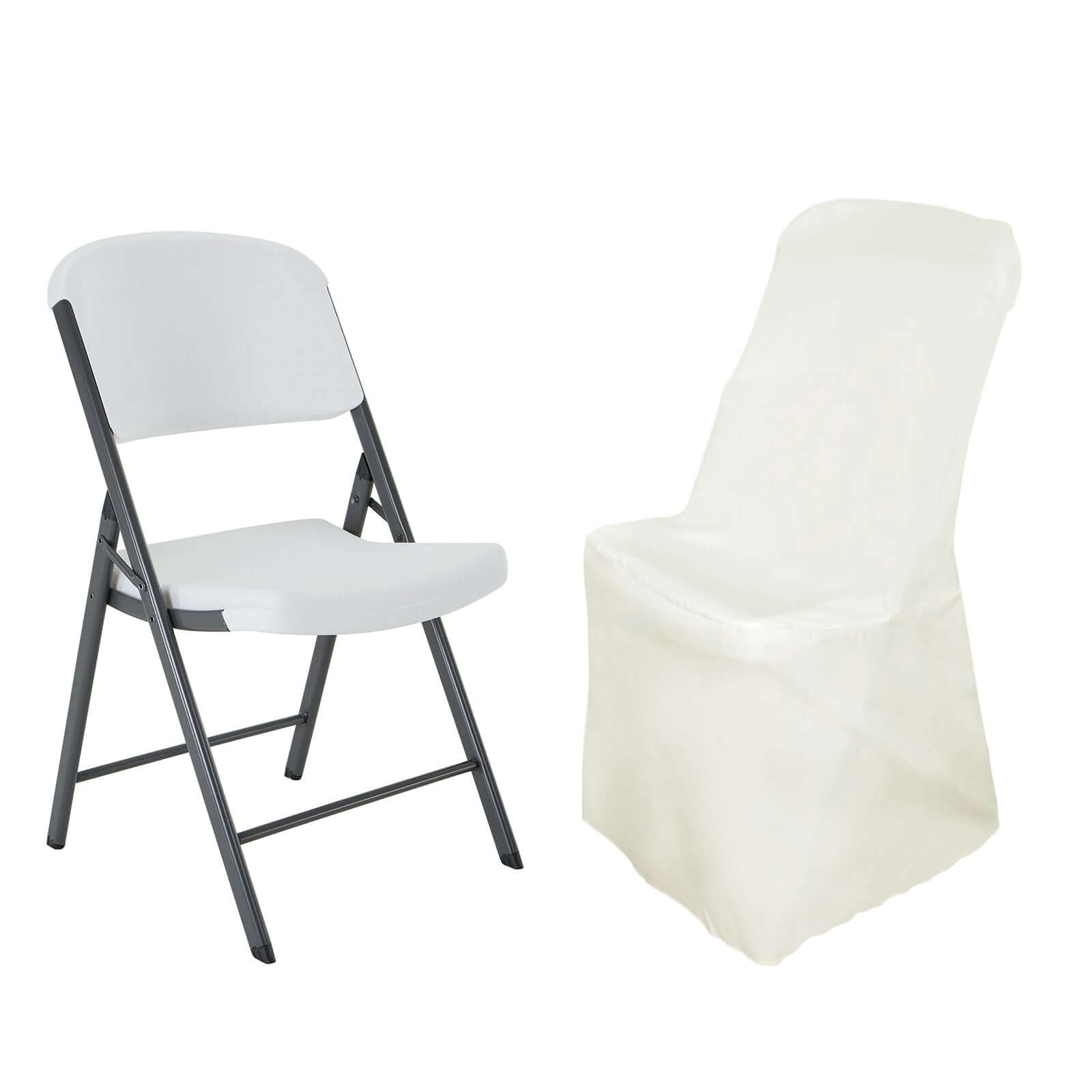 Reusable and Durable Ivory Polyester Slip-On Cover for Lifetime Folding Chairs