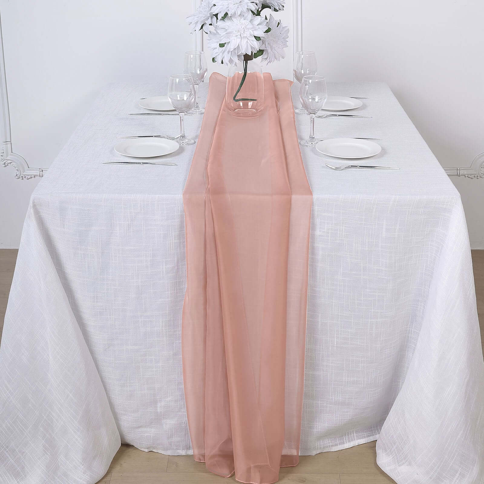 Luxurious 6ft Dusty Rose Chiffon Table Runner - Soft & Effortless Table Decor