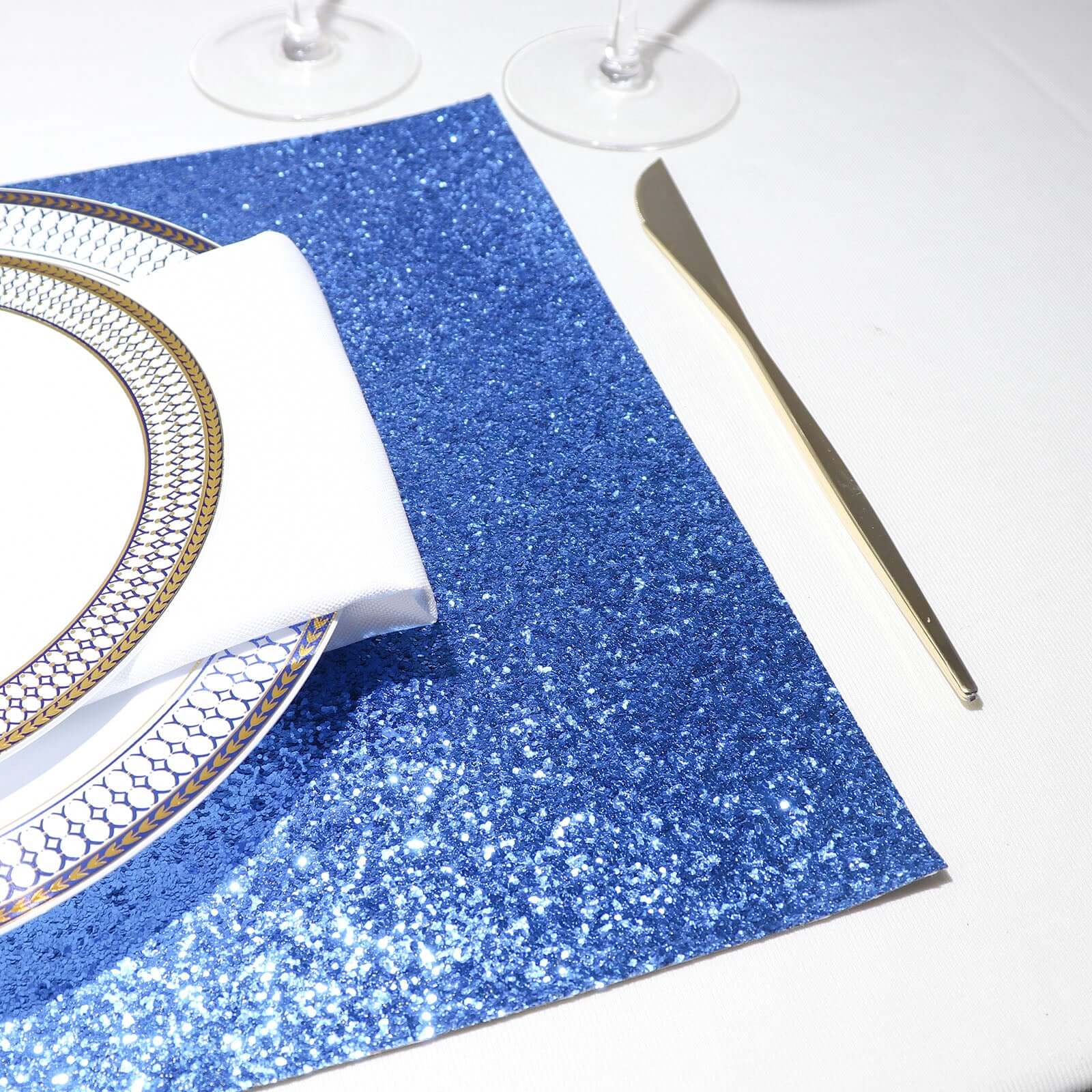 Hot Deal! 6-Pack Royal Blue Glitter Rectangle Non-Slip Placemats 12x18