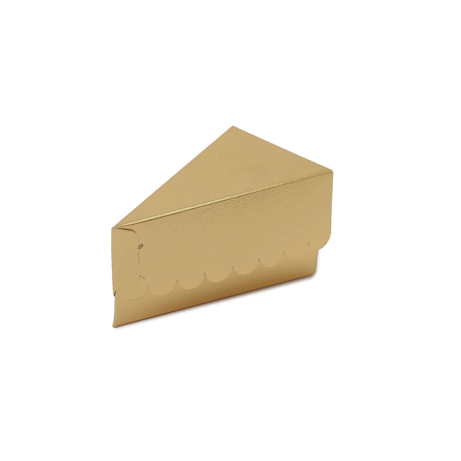 10-Pack Gold Scalloped Top Cardstock Cake Slice Boxes - Ideal for Party Favors & Snacks