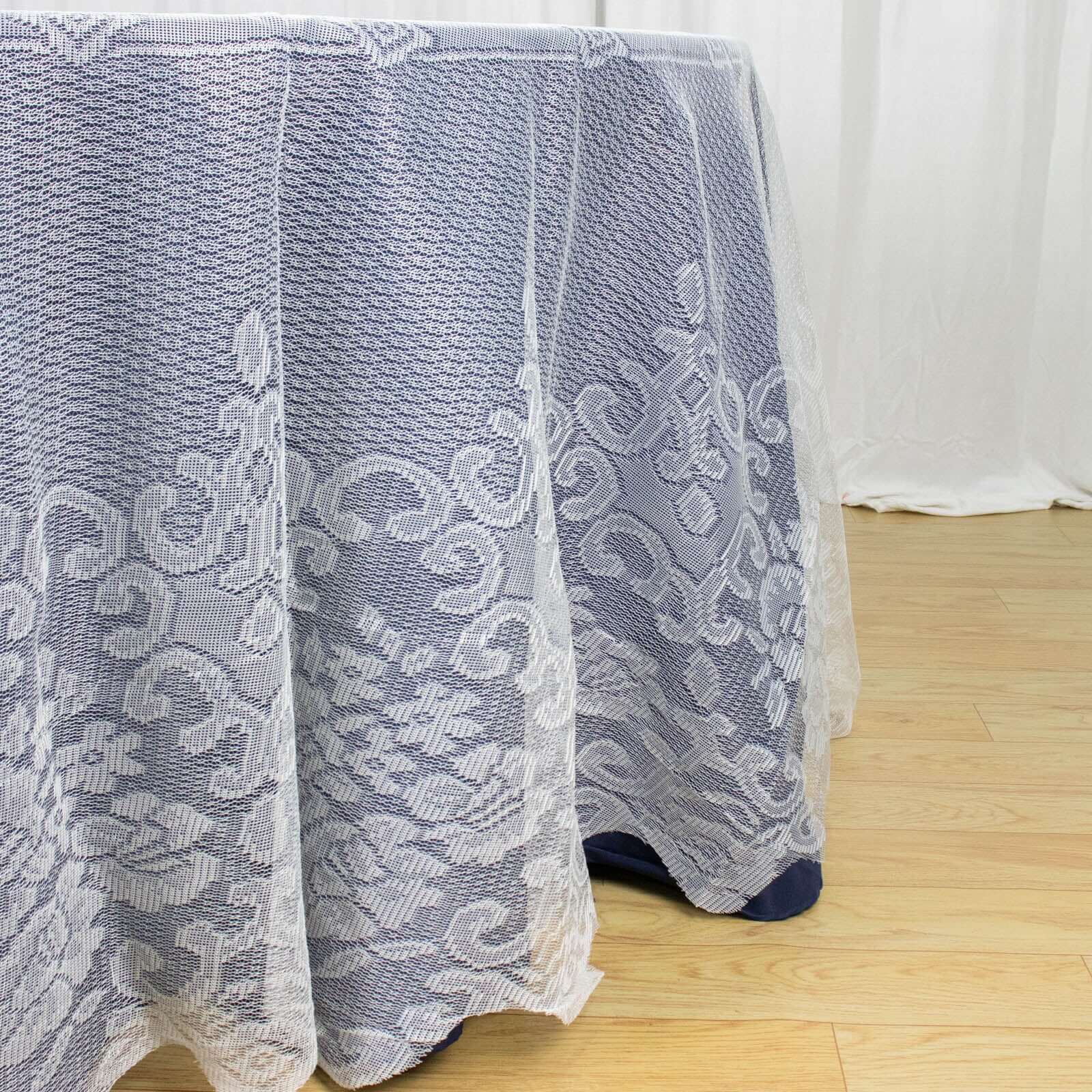 Ivory 120-Inch Seamless Premium Lace Round Tablecloth for Elegant Celebrations
