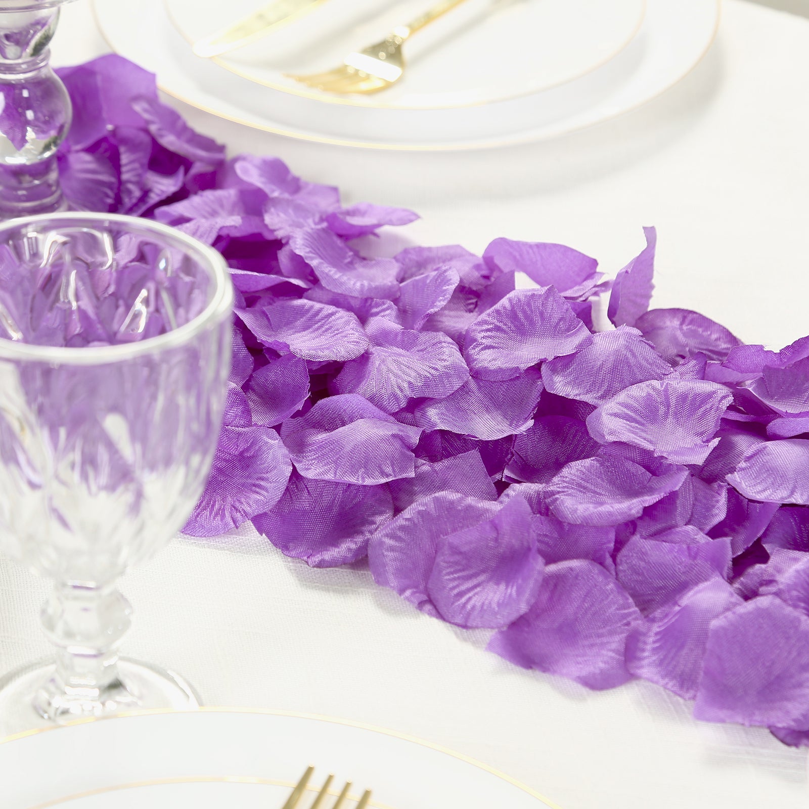 500-Piece Set of Purple Silk Rose Petal Confetti - Ideal Decor for Tables and Floors