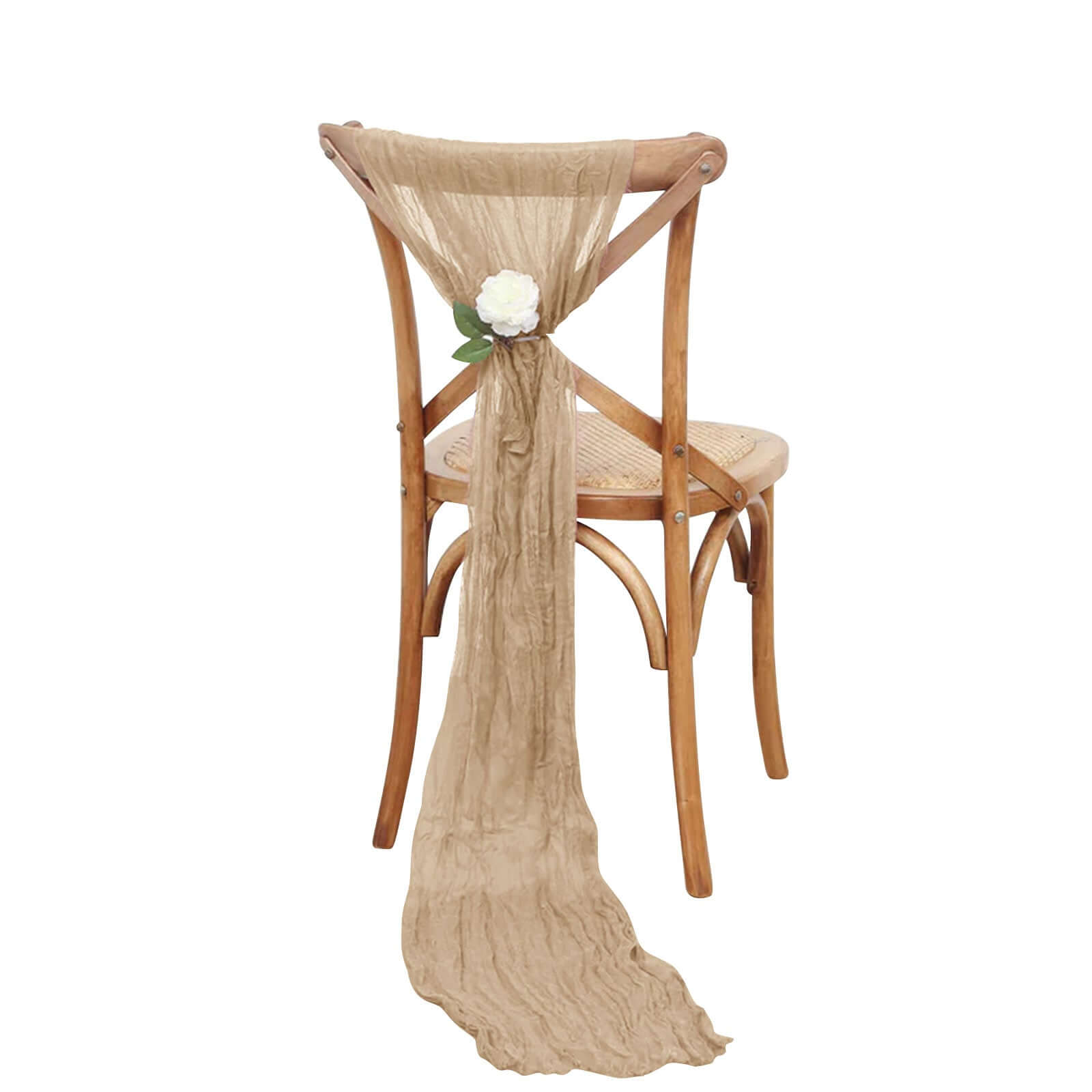 5-Pack Beige Cheesecloth Chair Sashes - Perfect Boho Decor for Events