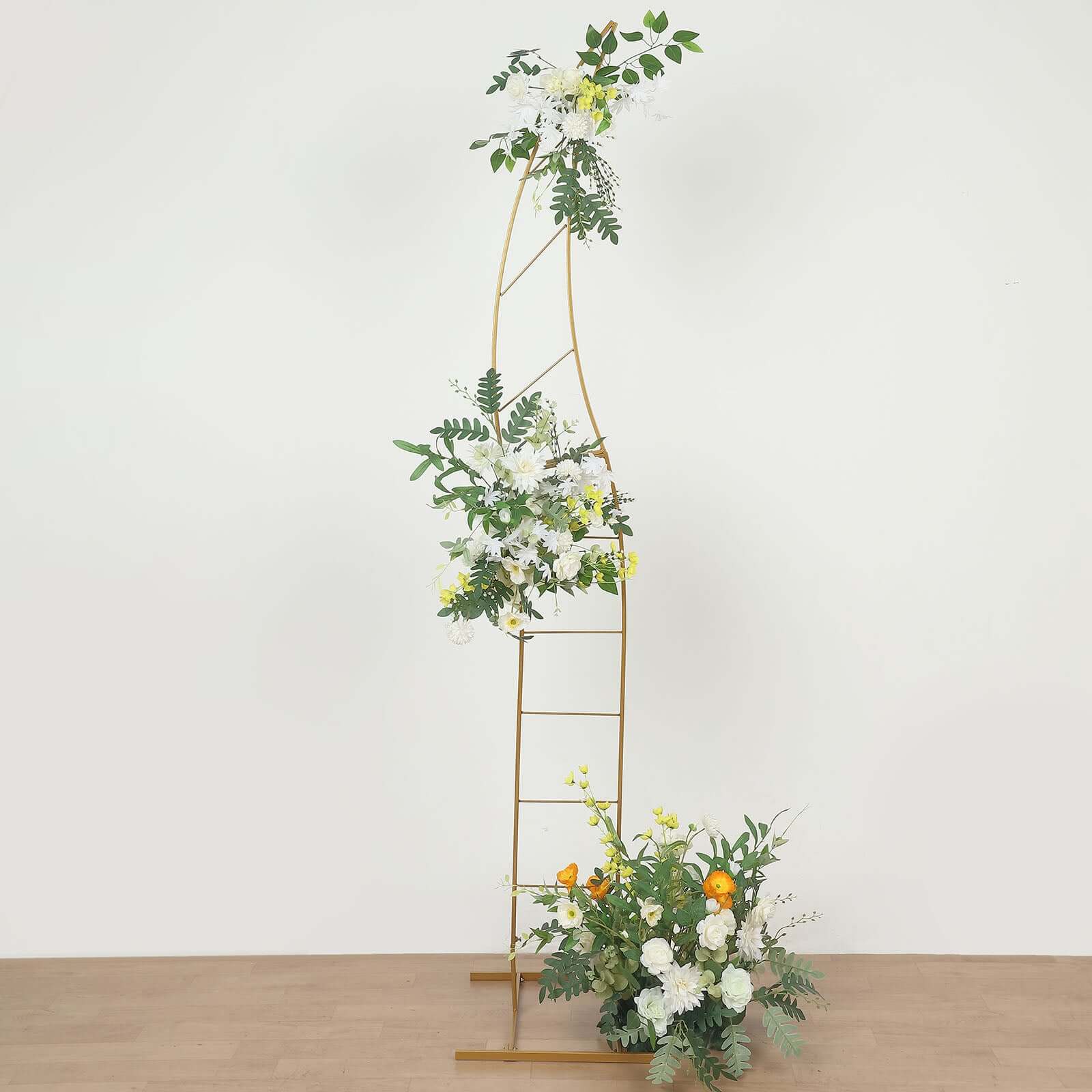 8ft Collapsible Gold Metal Curved Balloon Arch Stand for Weddings - Ideal Photo Backdrop