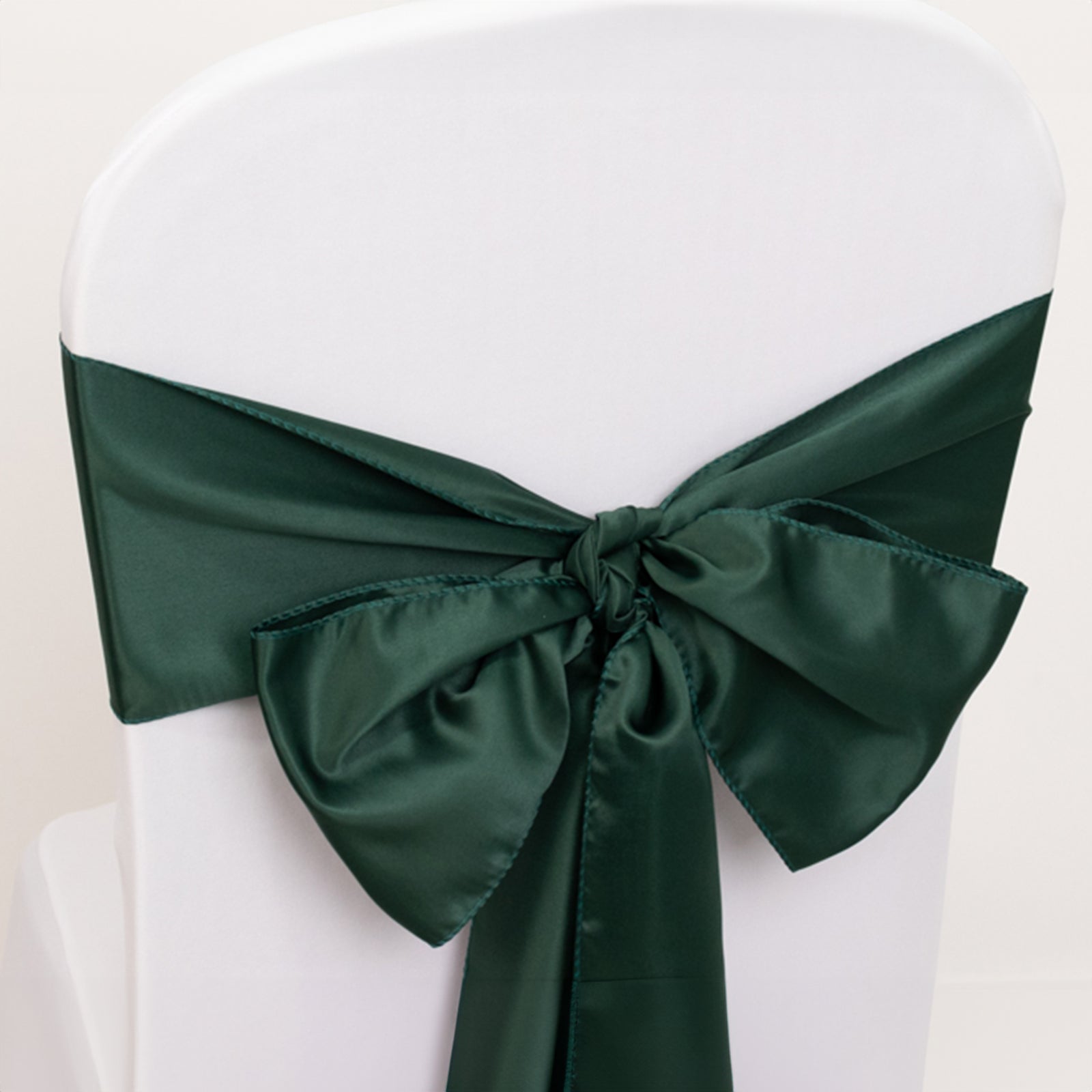 5-Piece Lamour Satin Hunter Emerald Green 6x106 Chair Sashes - Reusable Decorative Bows