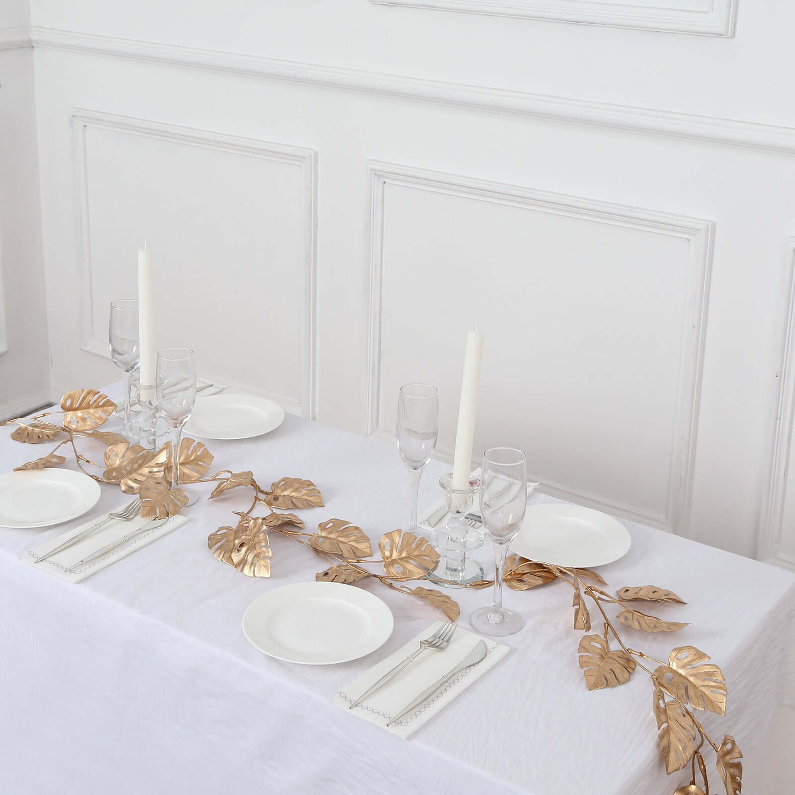 7ft Metallic Gold Artificial Monstera Hanging Vine - Faux Garland for Tropical & Boho Events