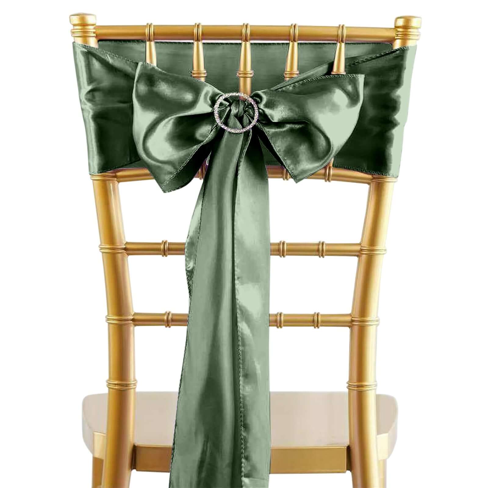 5-Pack Dusty Sage Green Satin Chair Sashes - Durable & Shiny
