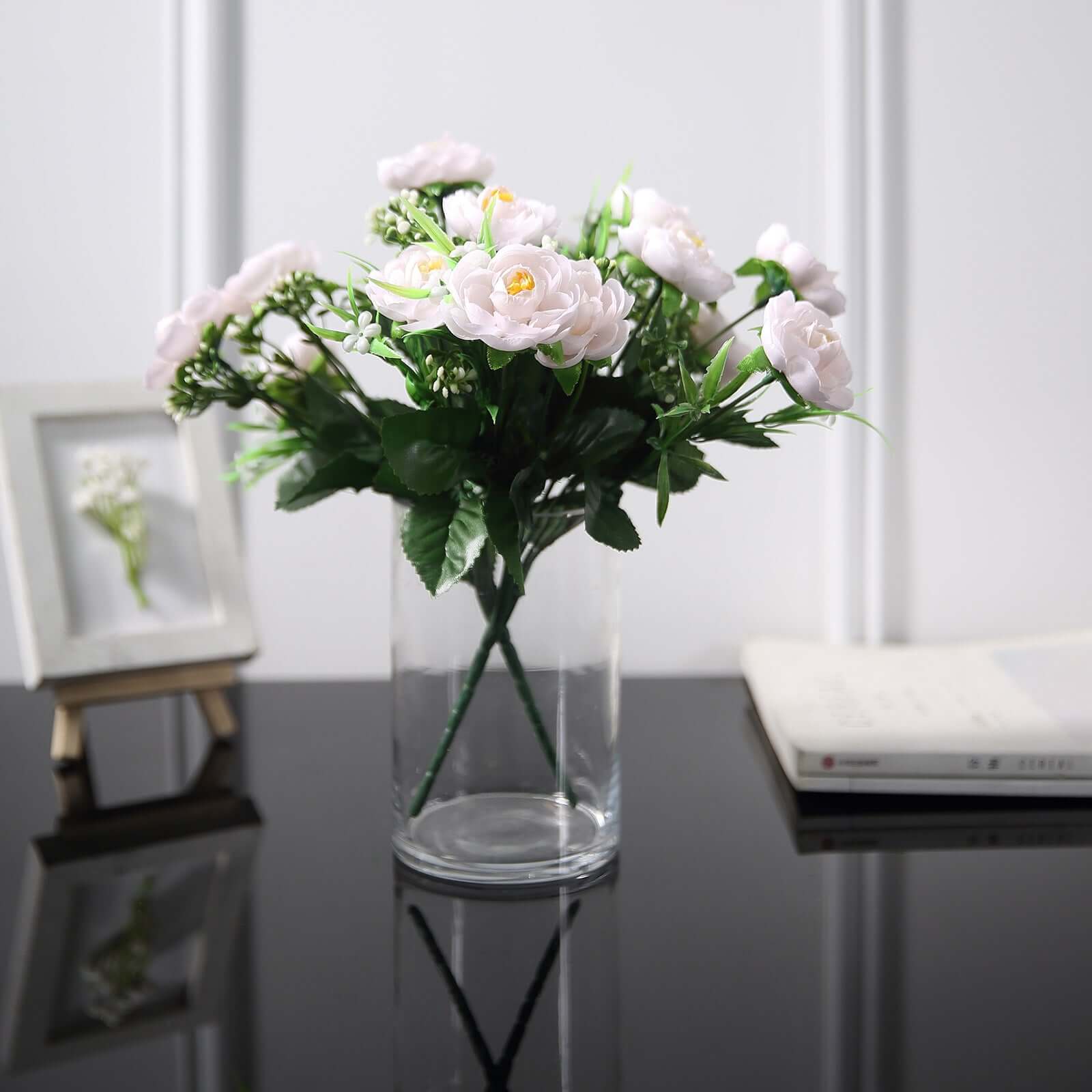 Hot Deal! 4-Bush Blush Artificial Silk Peony Flower Bouquet