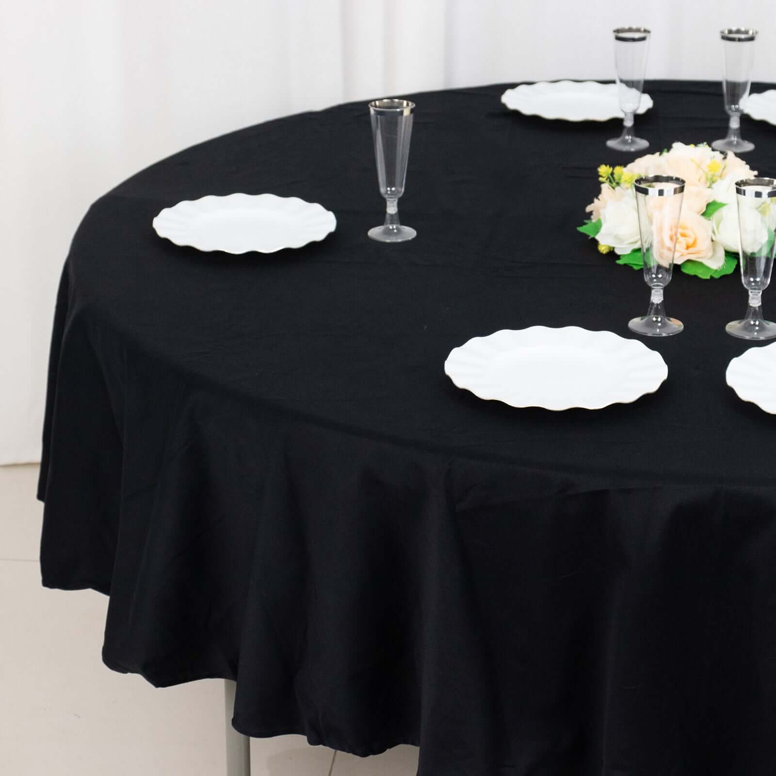 Black 90 Round 100% Cotton Tablecloth - Soft, Breathable & Exquisite
