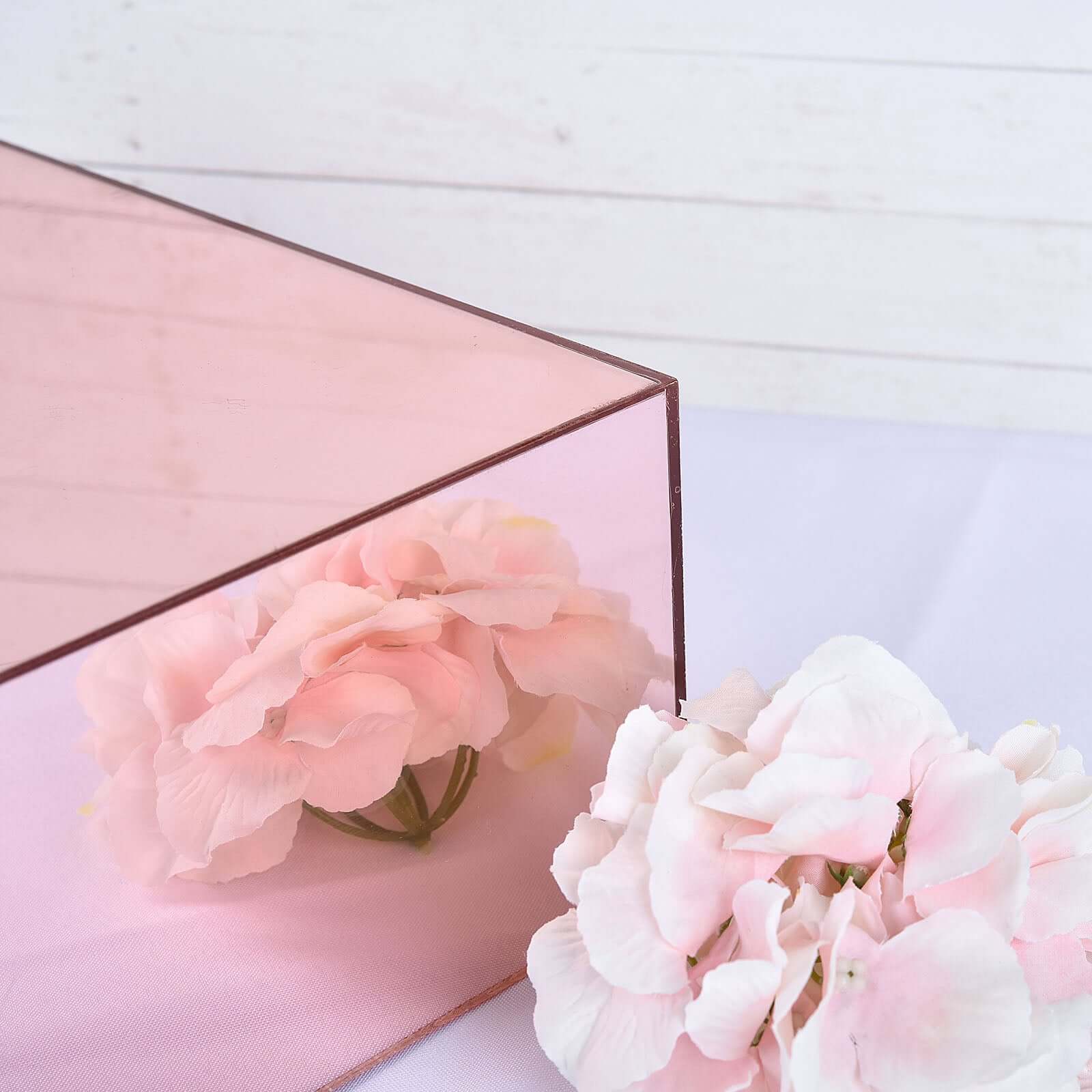 Hot Sale! 14x14 Acrylic Rose Gold Cake Box Stand for Dessert & Event Display