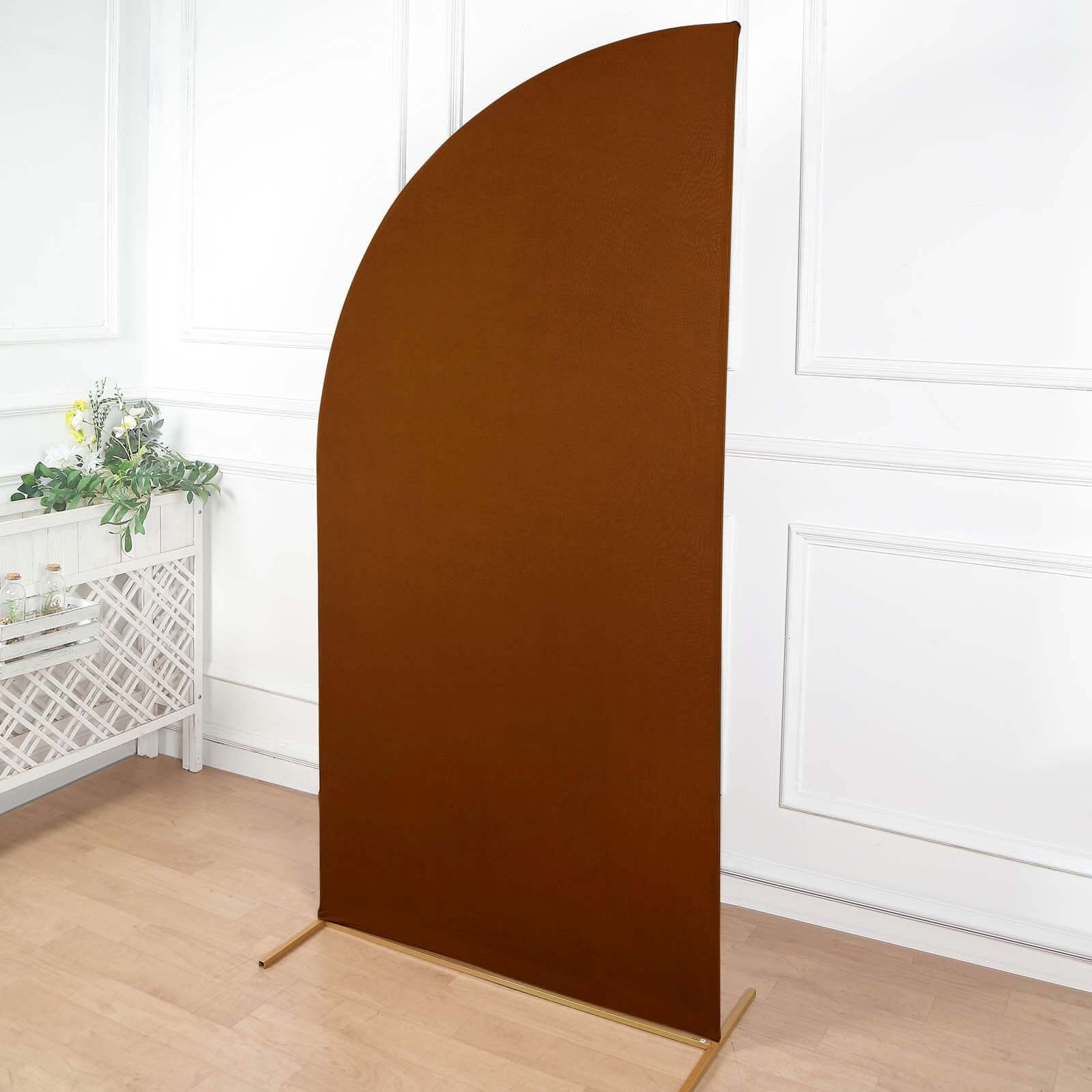 7ft Cinnamon Brown Double - sided Spandex Custom - Fitted Half Moon Wedding Arch Backdrop Cover