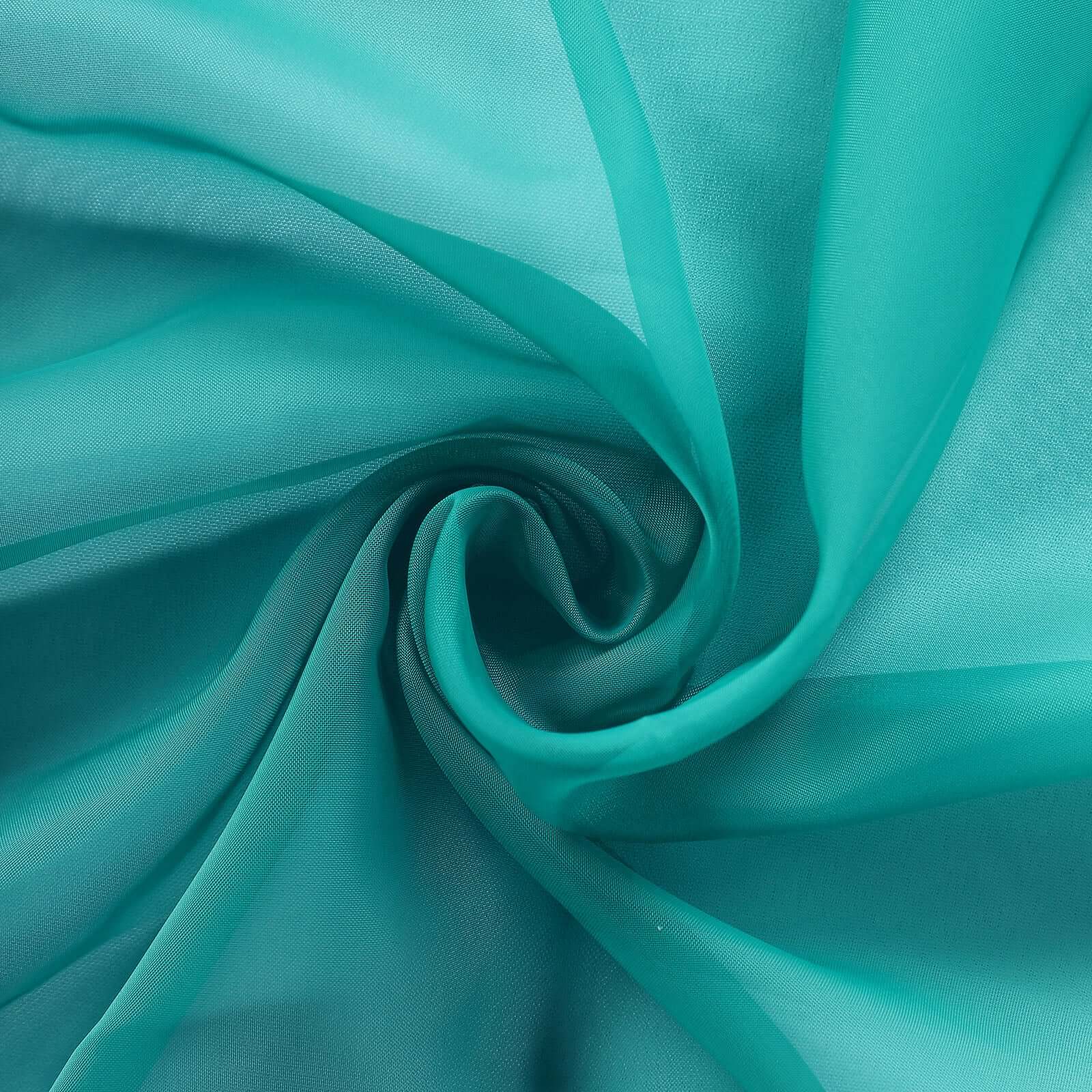5-Piece Set of Turquoise Premium Chiffon Chair Sashes - Soft, Lightweight Designer Bows 22x78