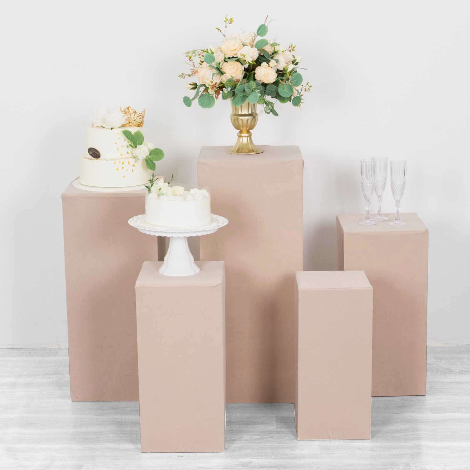 5-Piece Set of Stretchable Nude Spandex Rectangle Pedestal Stand Covers - 160 GSM