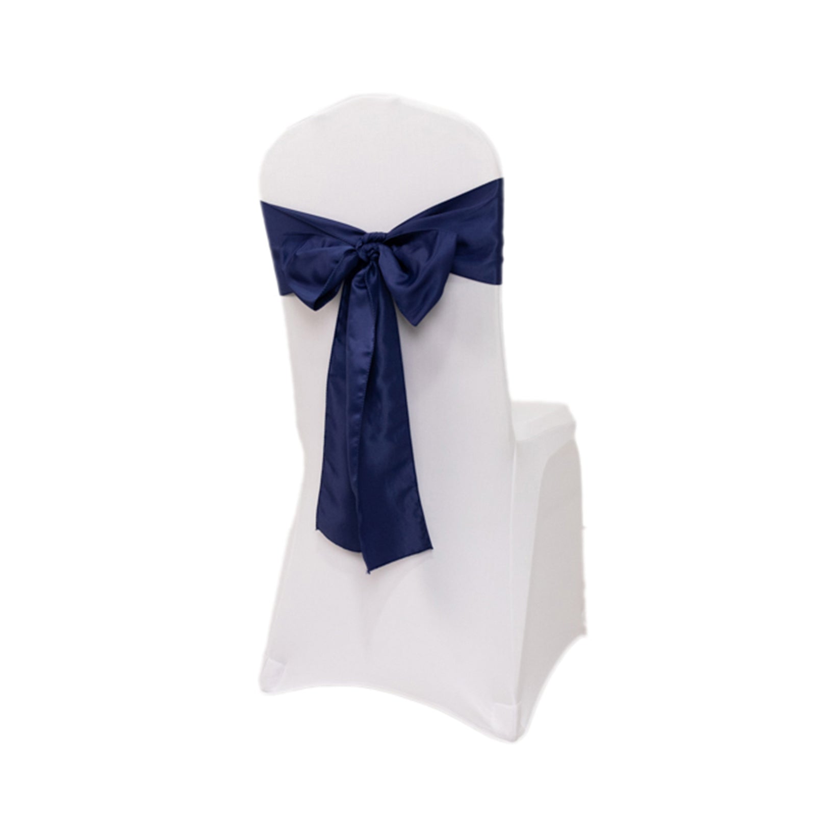 Navy Blue Lamour Satin 6x106 Chair Sashes - Set of 5 Reusable Decorative Bows