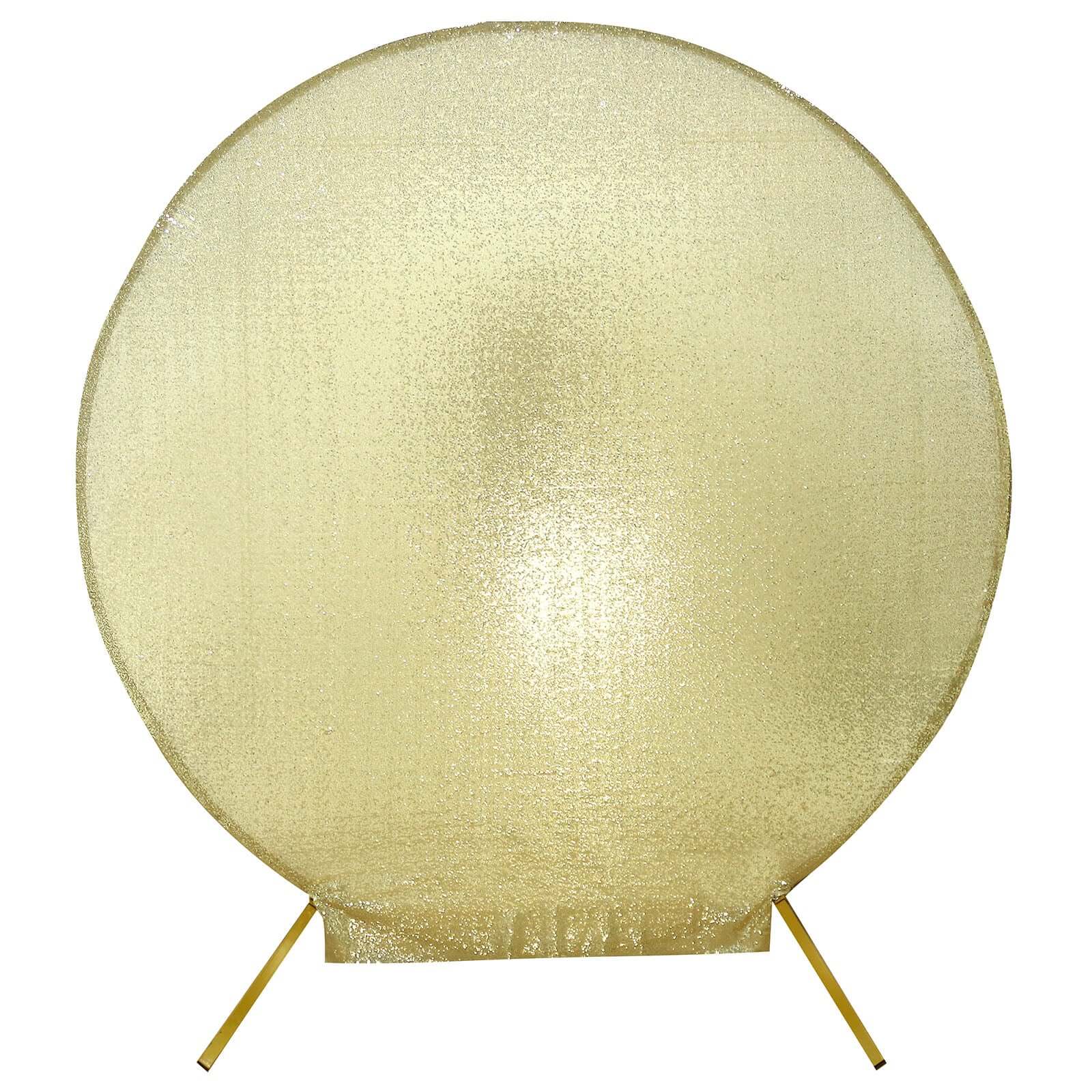 Exclusive 7.5ft Champagne Sequin Round Wedding Arch Cover, 2-Sided Shiny Photo Backdrop