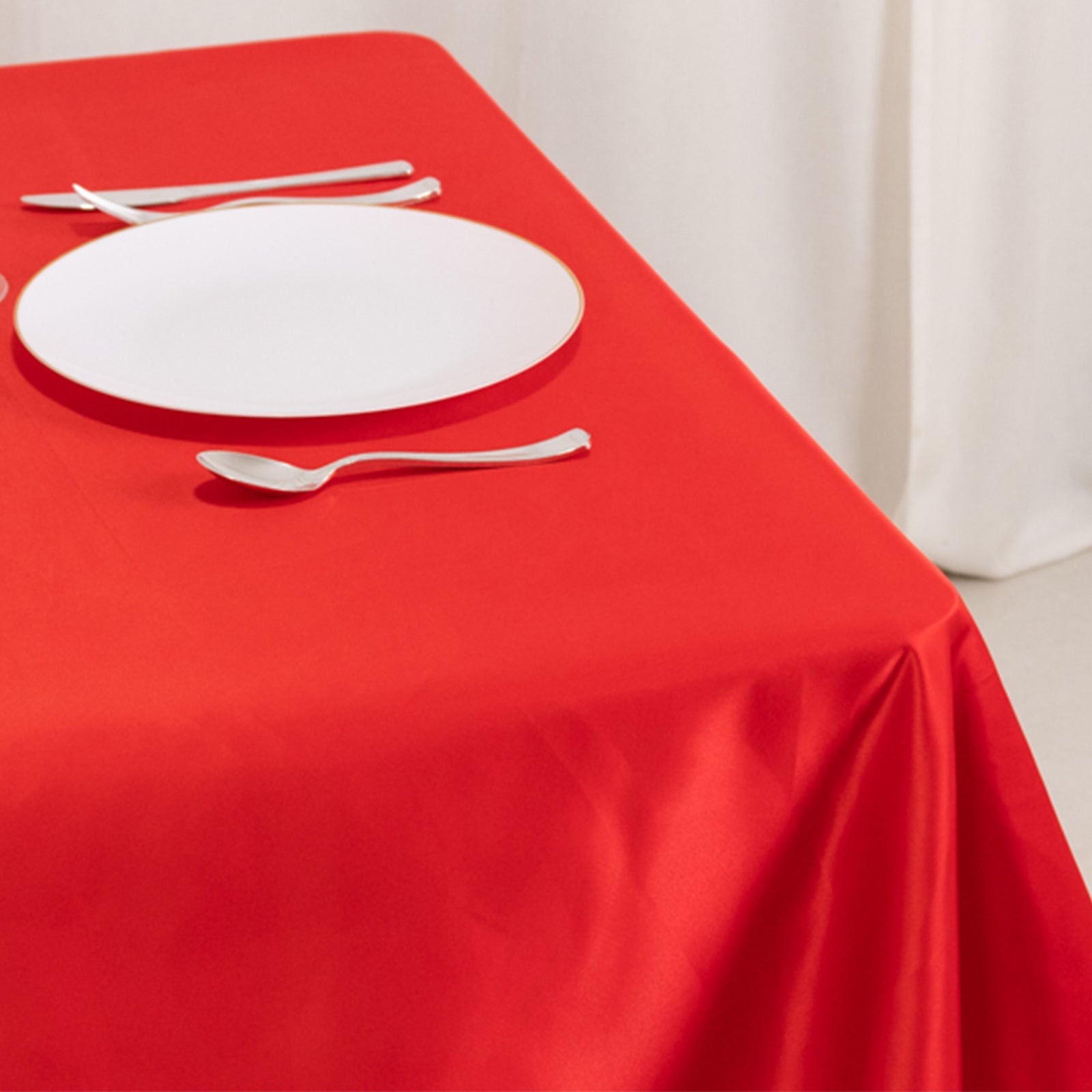 Hot Deal! Durable Silk-Like Red Lamour Satin 54x54 Square Table Overlay Tablecloth