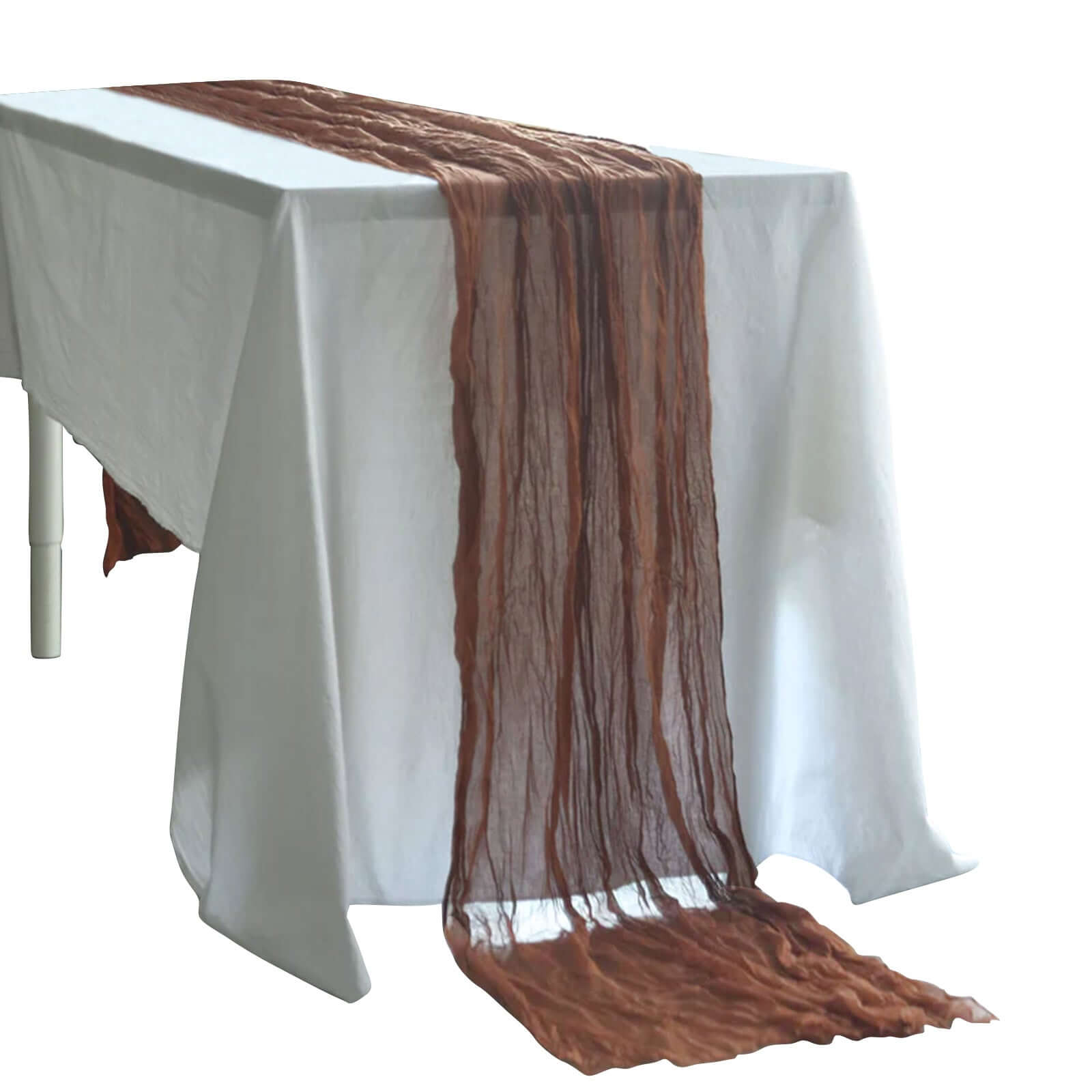 Hot Sale! 10ft Cinnamon Brown Gauze Cheesecloth Table Runner in Rustic Boho Style