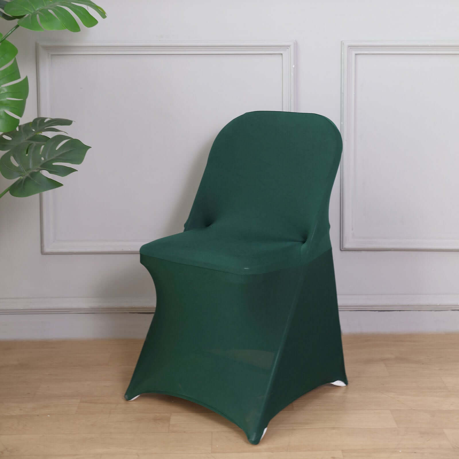 Reusable & Wrinkle-Resistant 160GSM Stretch Spandex Hunter Emerald Green Chair Cover for Folding Chairs