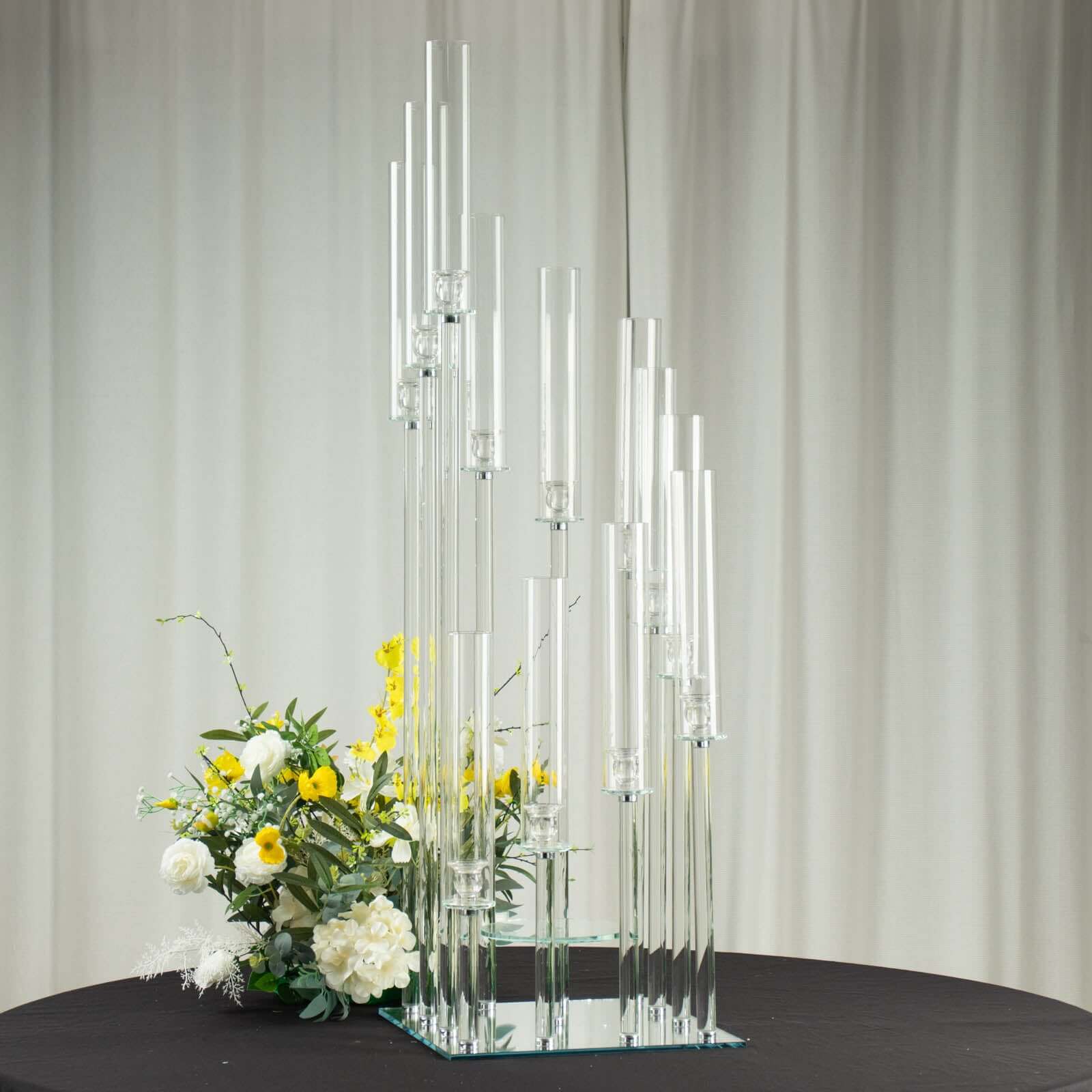 4.5ft Crystal Glass Cluster Candelabra Pedestal Stand - Ideal Table Centerpiece