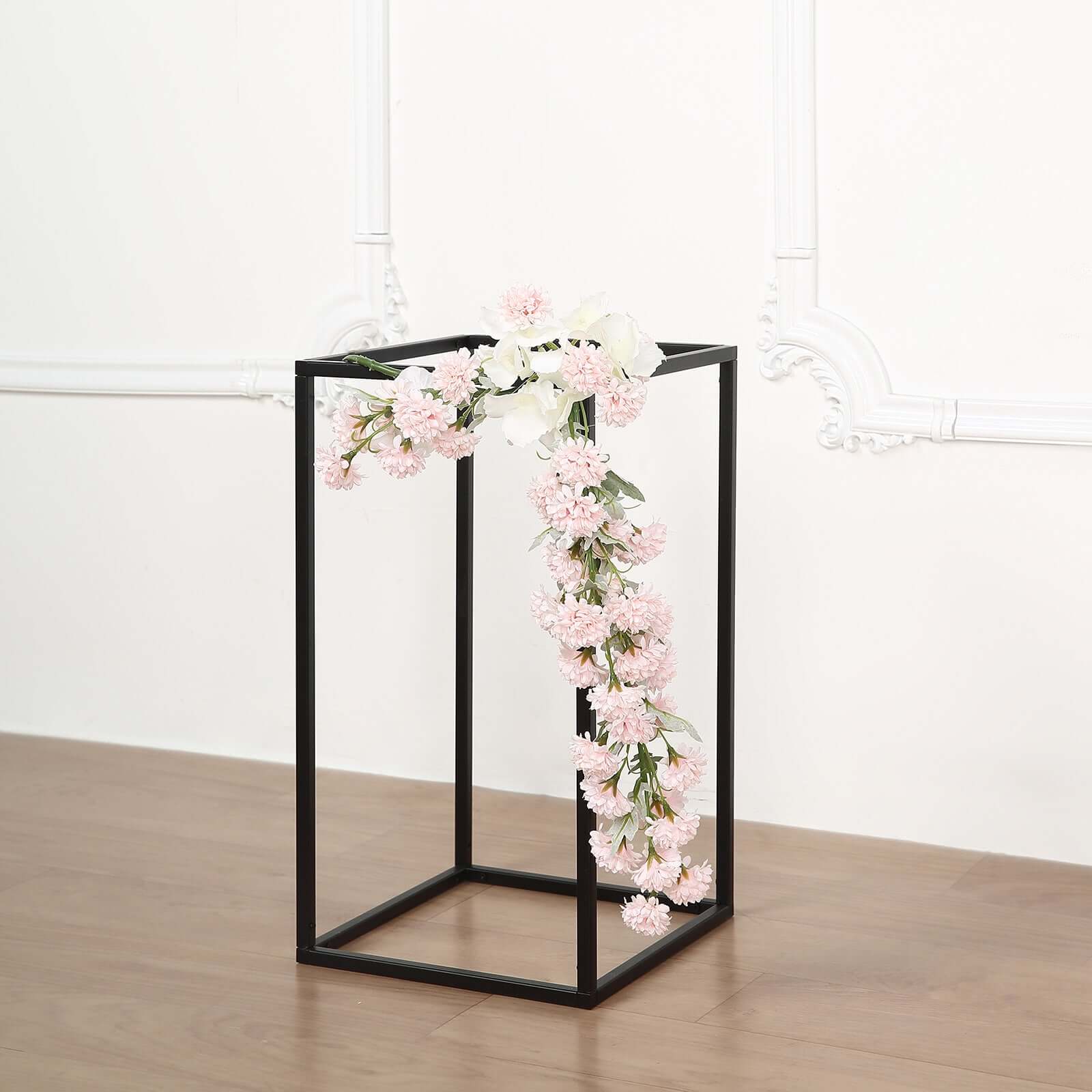 2-Pack Matte Black Metal Geometric Wedding Flower Stand - Ideal for Sophisticated Arrangements