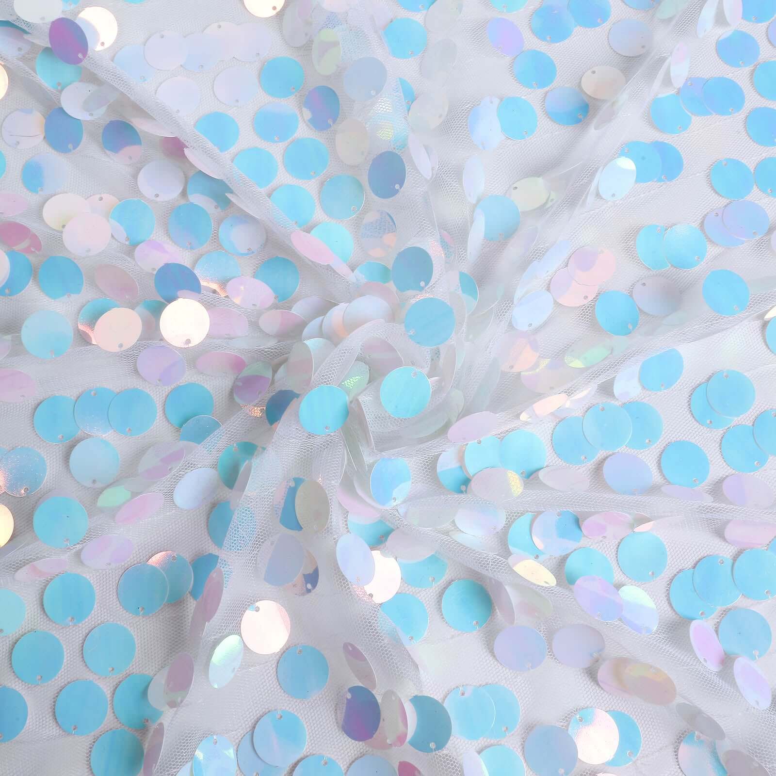 Hot! 54"x4 Yards Iridescent Blue Sequin Mesh Fabric Roll for DIY Craft