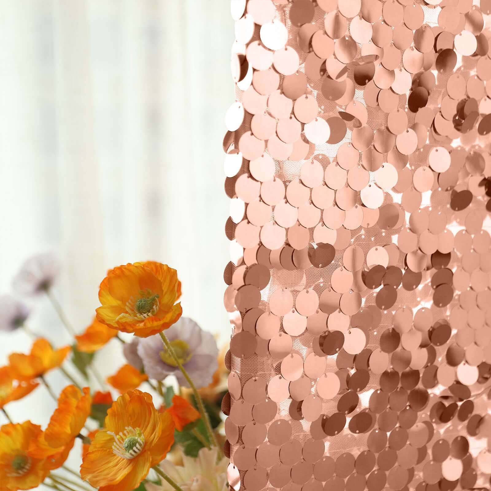 5ft Double-Sided Sparkly Rose Gold Payette Sequin Cover for Round Top Wedding Arch