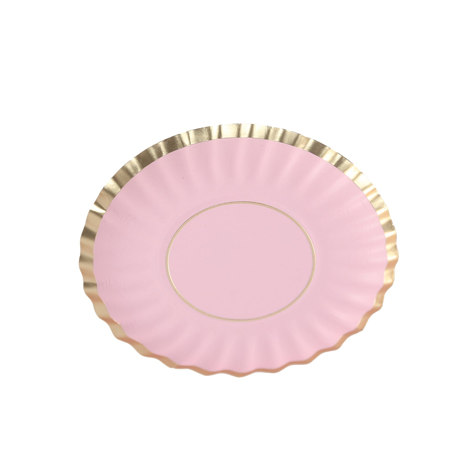 Hot Deal! 50-Pack Disposable Mini Round Blush Party Plates with Gold Scalloped Rim for Desserts