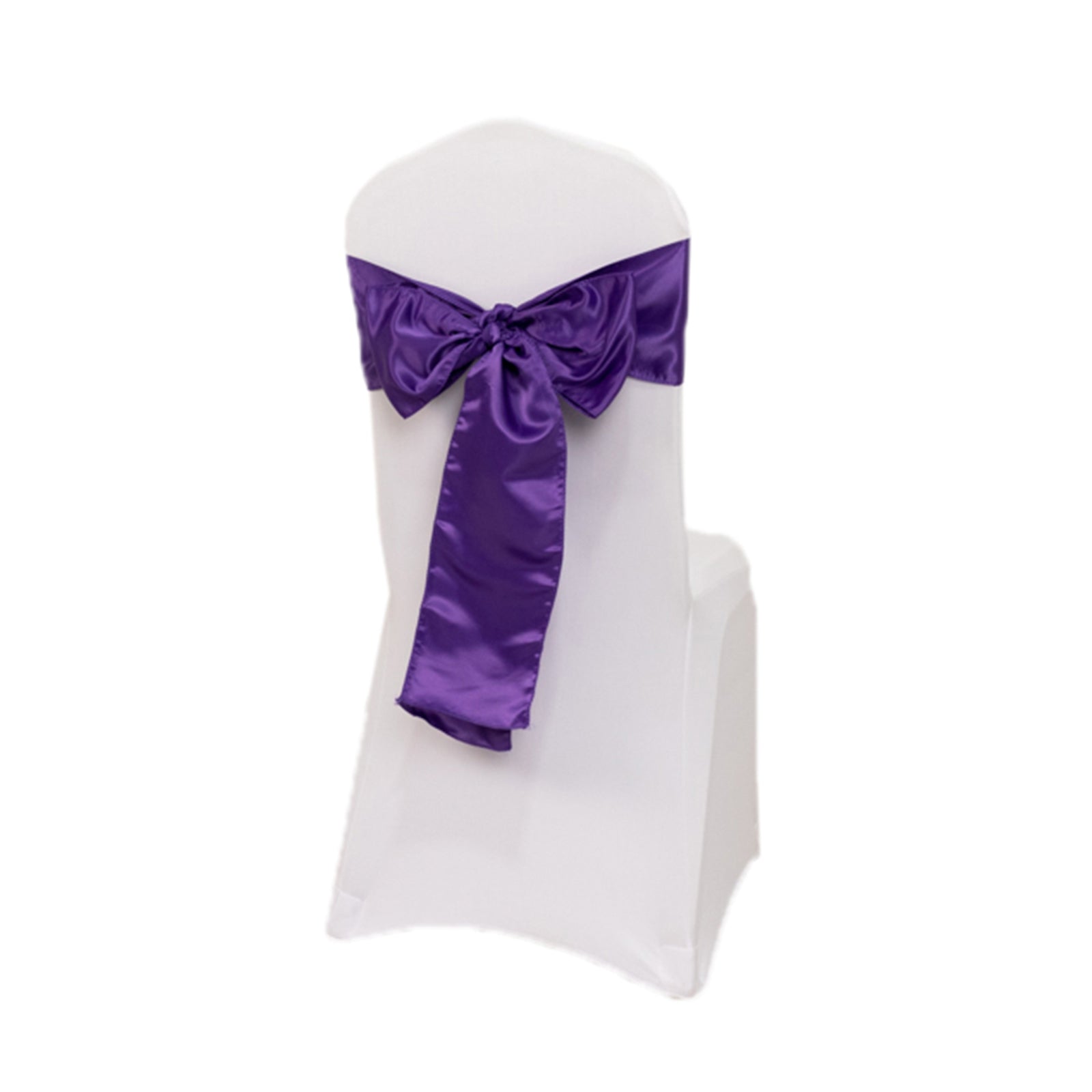 5-Piece Set of Purple Lamour Satin 6x106 Chair Sashes - Reusable Decorative Bows