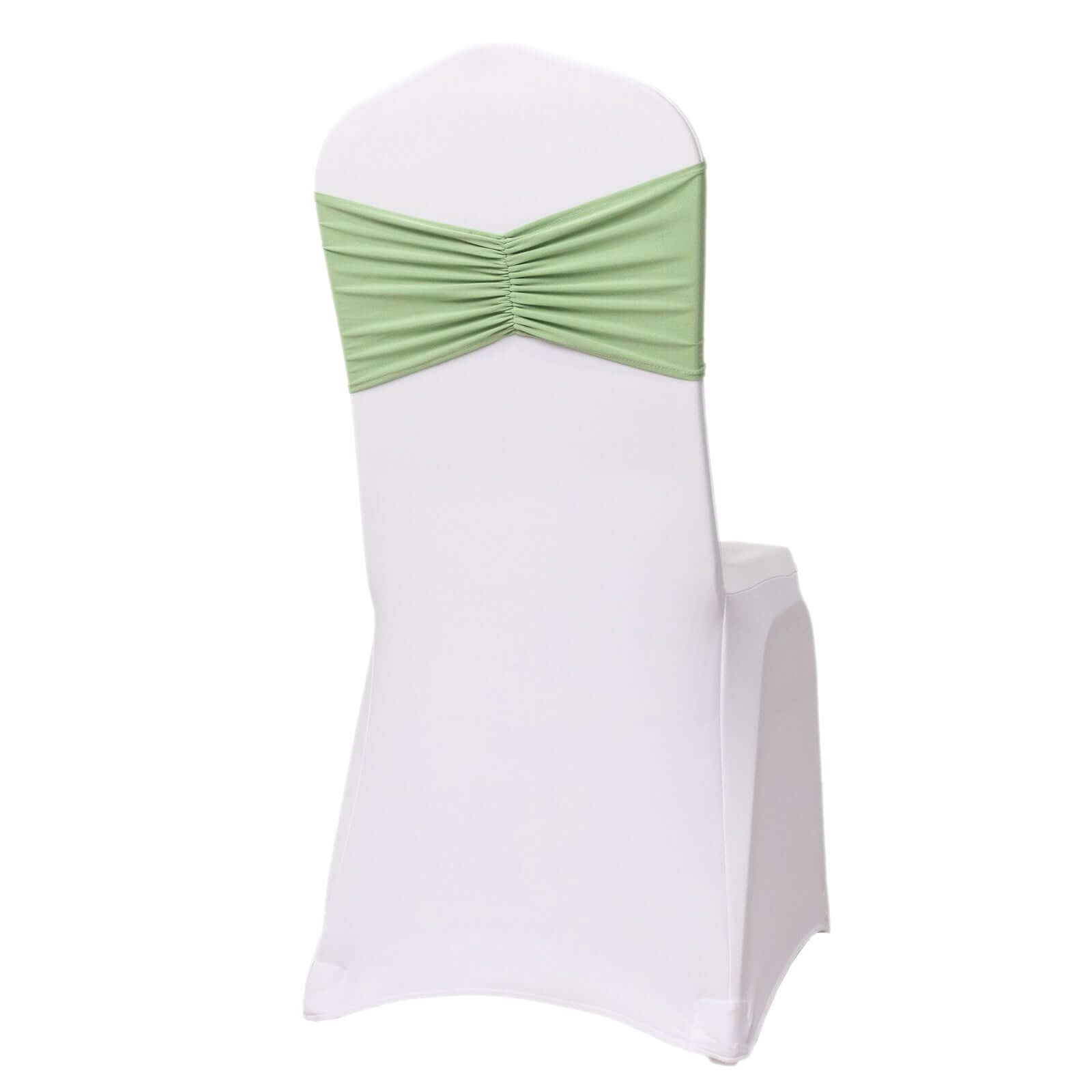 Hot Deal! 5-Pack Sage Green Ruffled Spandex Chair Sashes - Wide & Stretchable